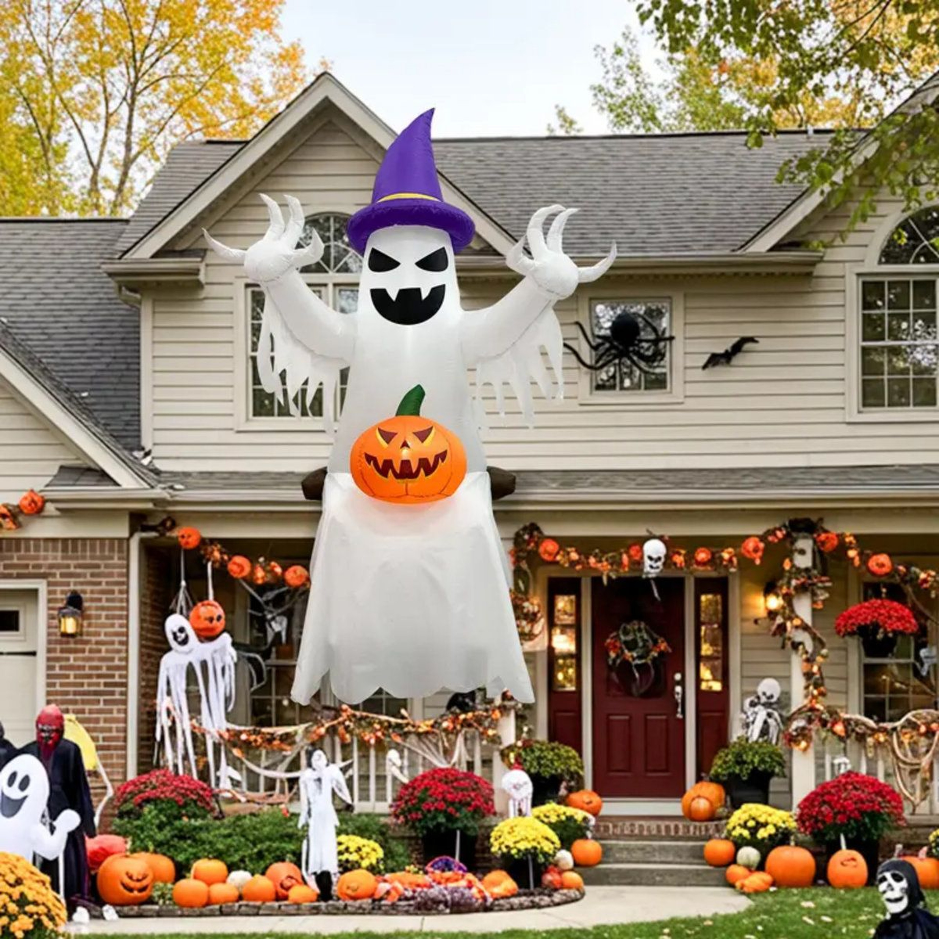 Halloween Inflatable Pumpkin Ghosts Plug In Outdoor Yard Decoration 4