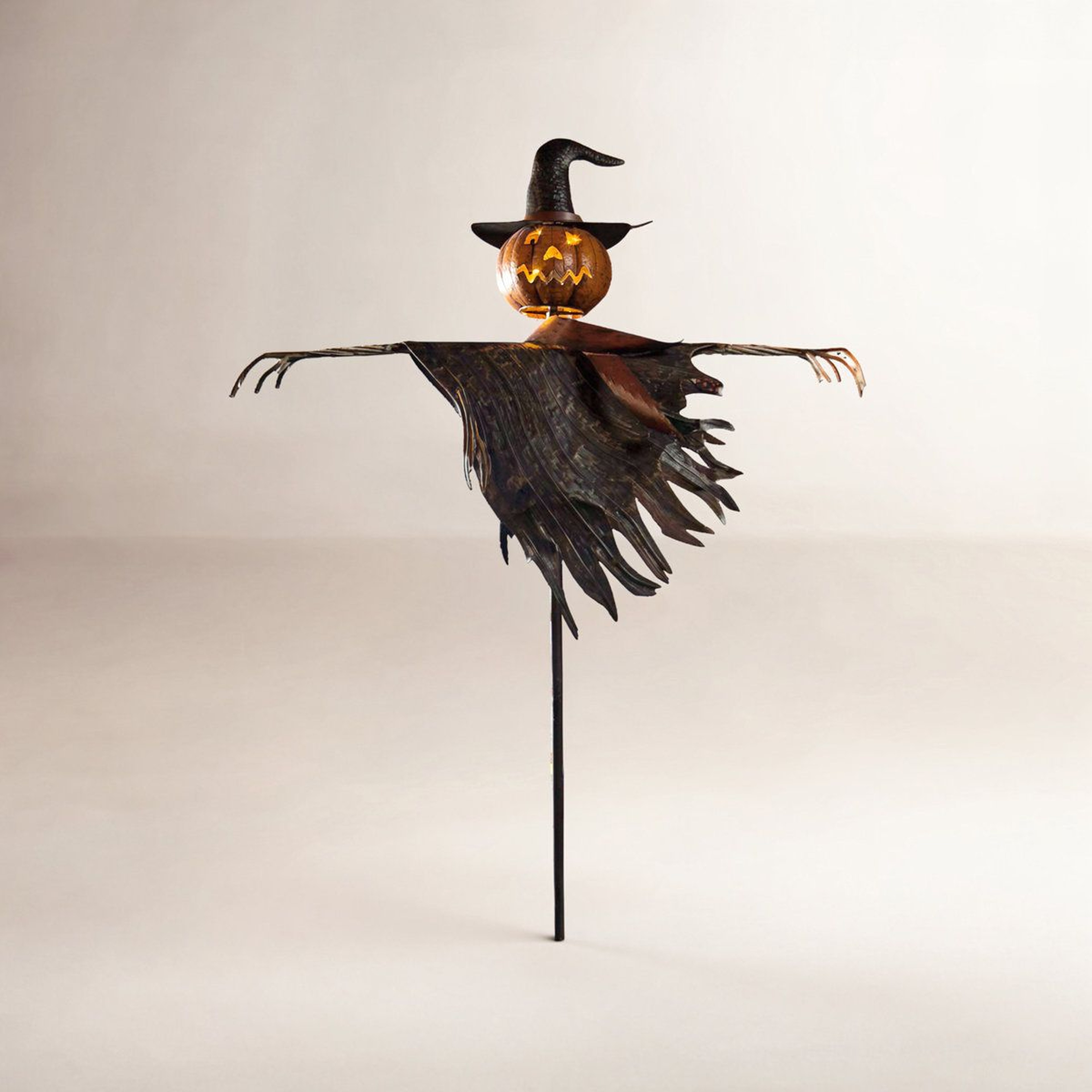 Solar Powered Halloween Witches Garden Stake With LED Lights Weather Resistant Metal Decor 0