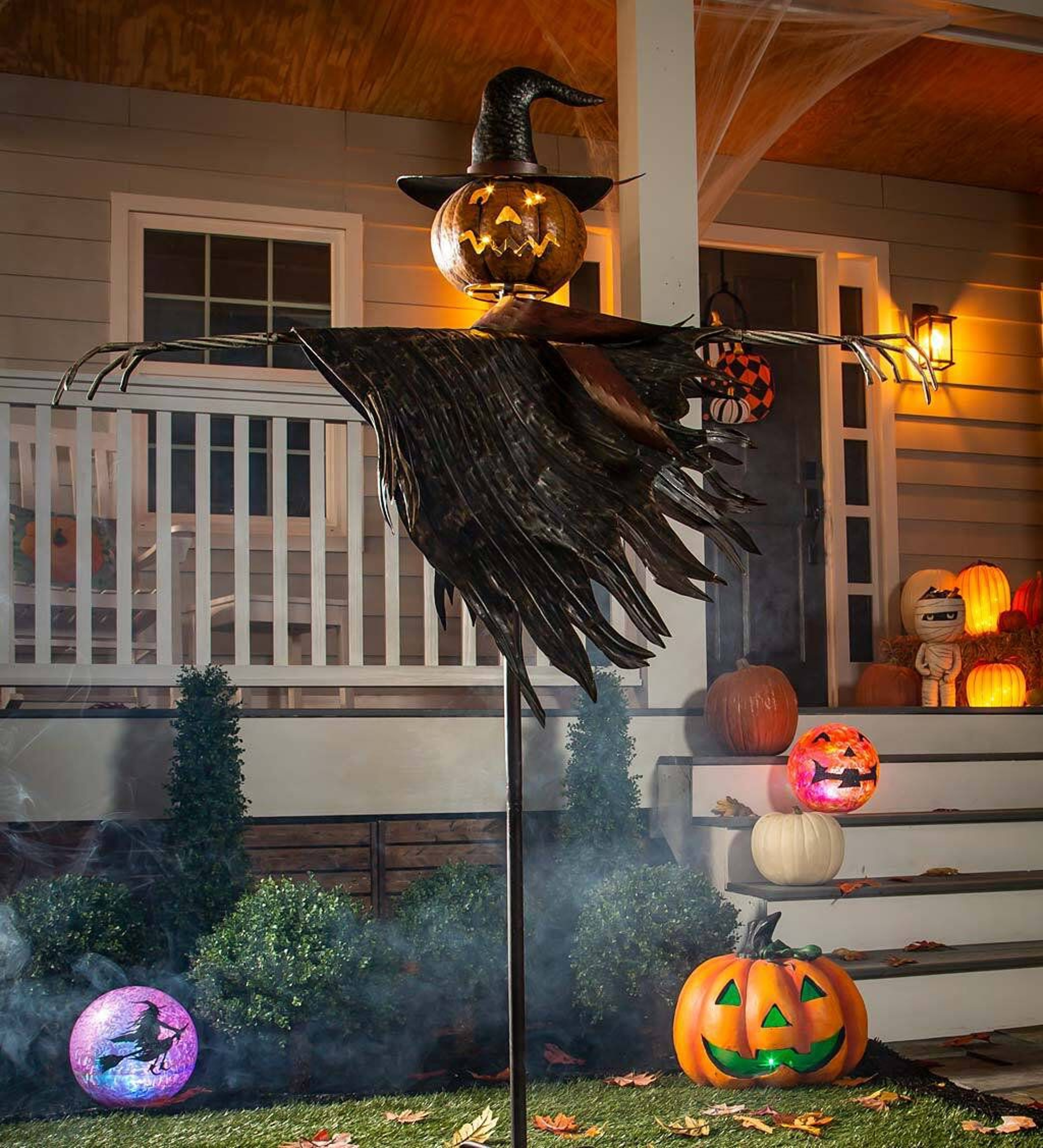 Solar Powered Halloween Witches Garden Stake With LED Lights Weather Resistant Metal Decor 1