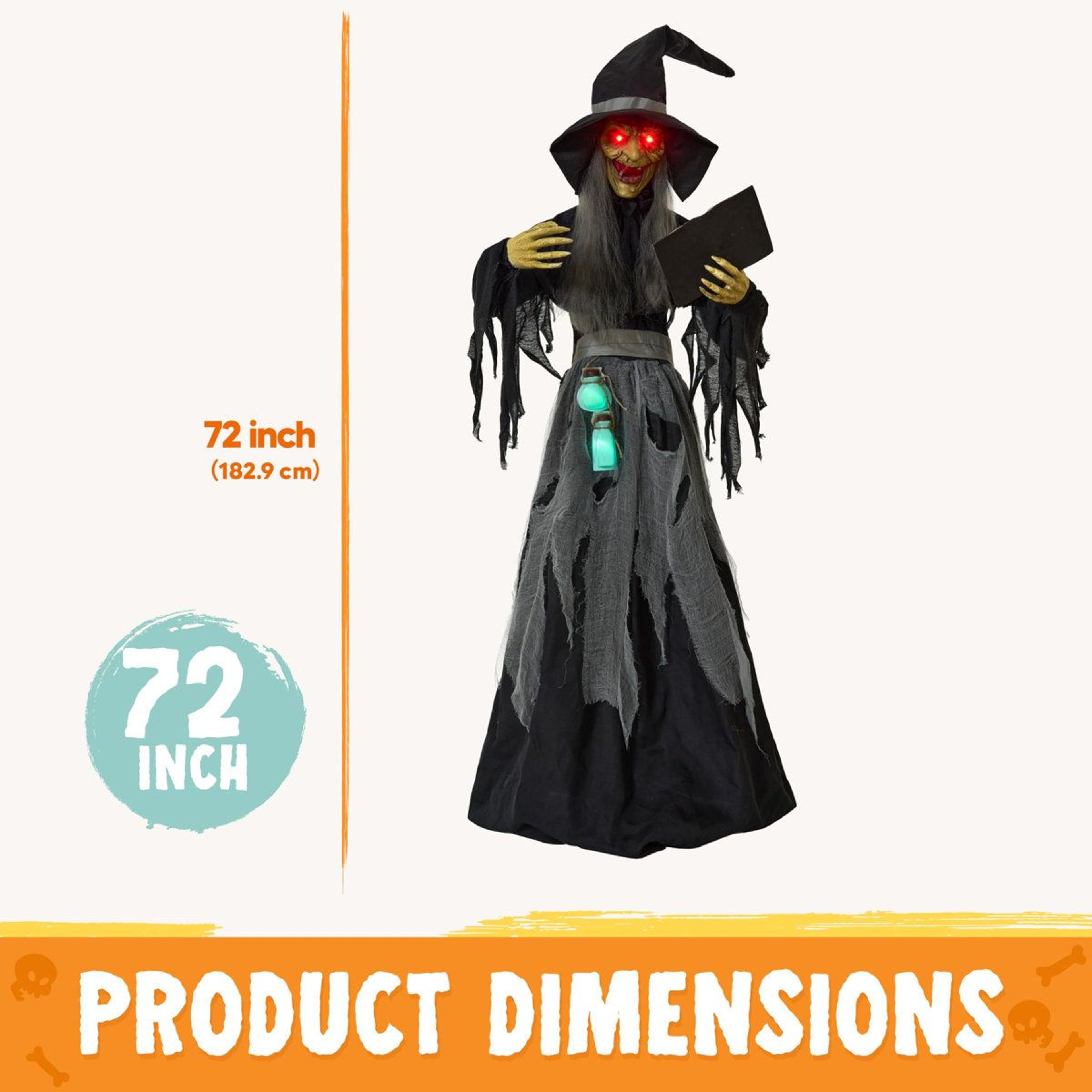 Life Size Halloween Witch Decoration With Book In Black 3