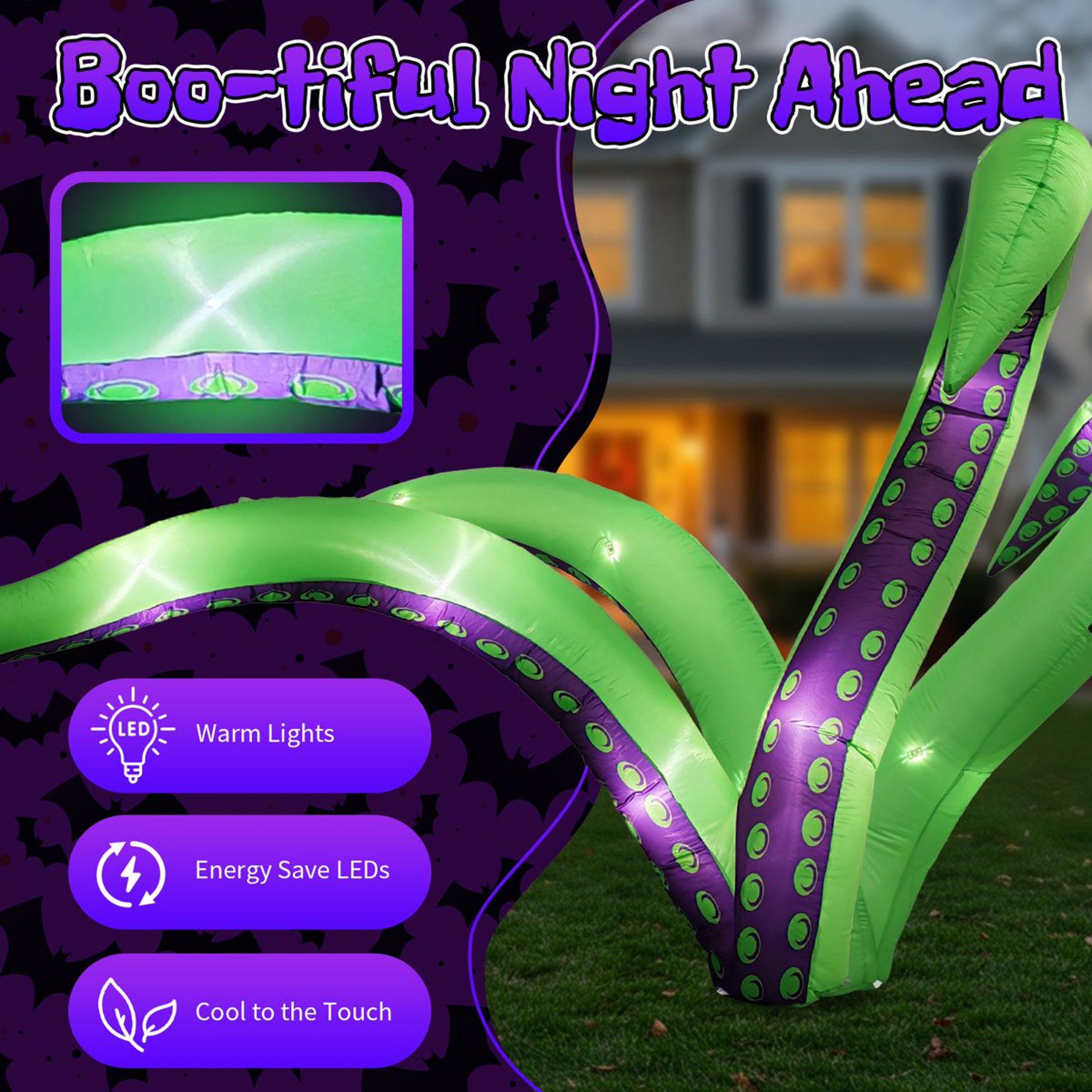 Halloween Inflatable Octopus Tentacles With White Lights For Outdoor Decor 1