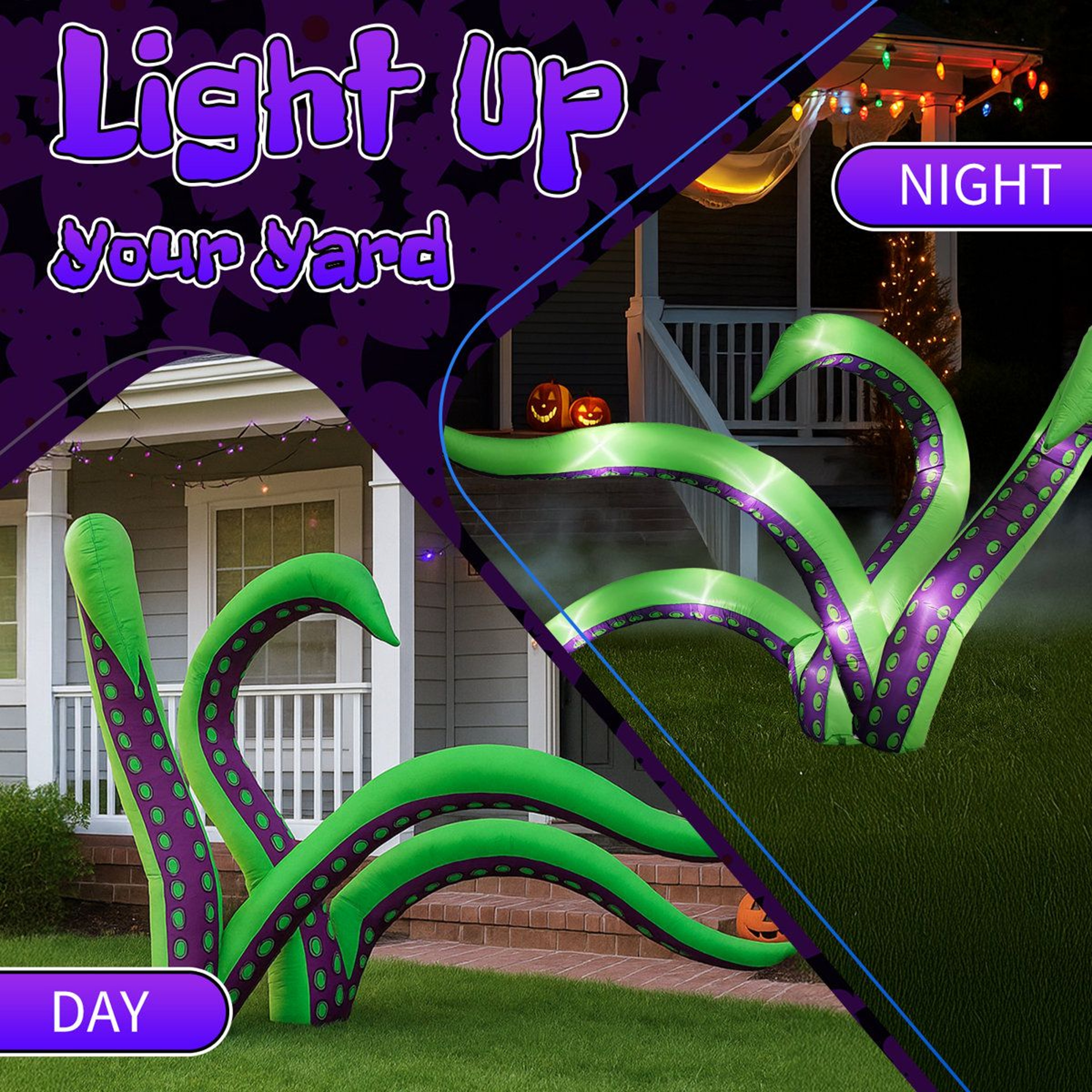 Halloween Inflatable Octopus Tentacles With White Lights For Outdoor Decor 0