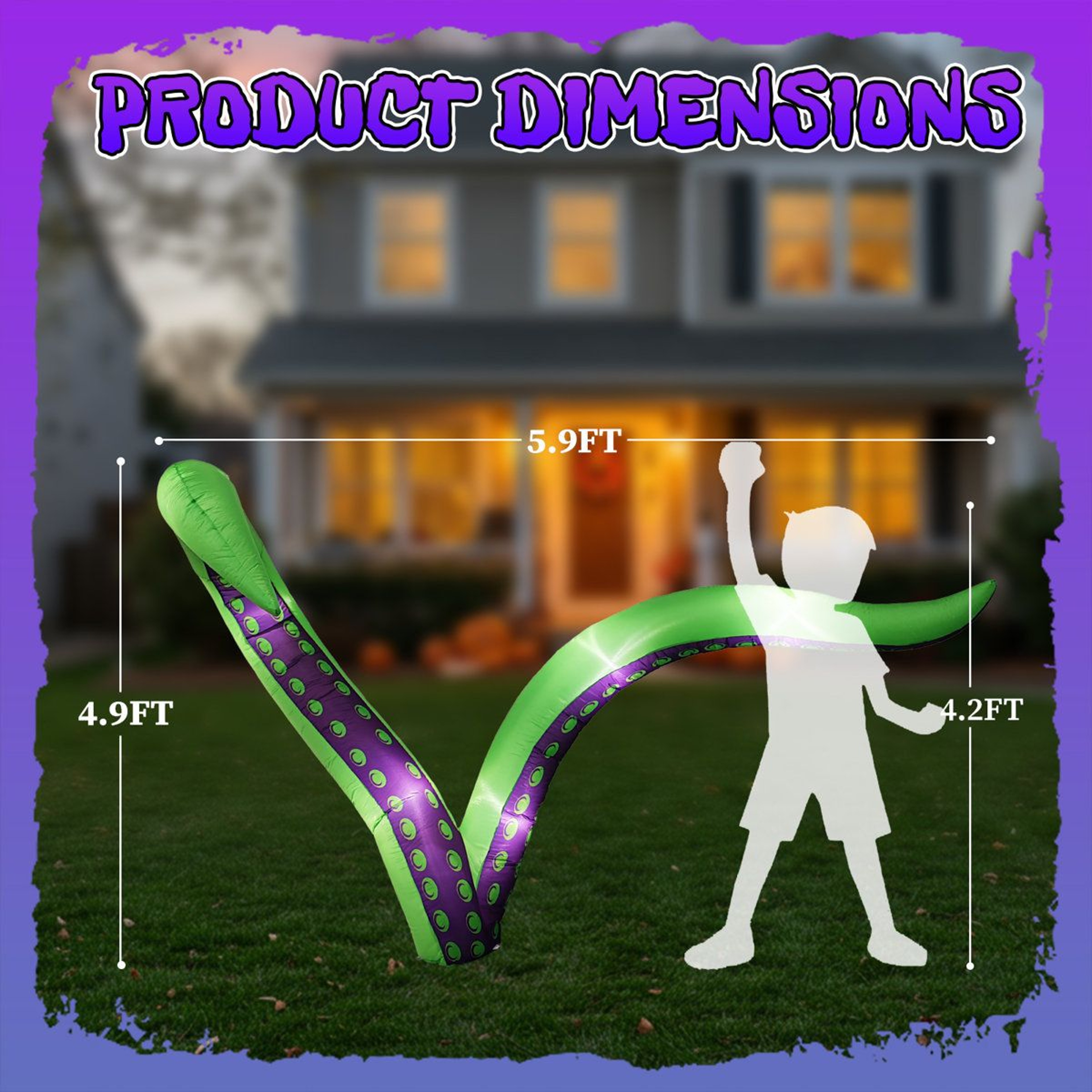 Halloween Inflatable Octopus Tentacles With White Lights For Outdoor Decor 3