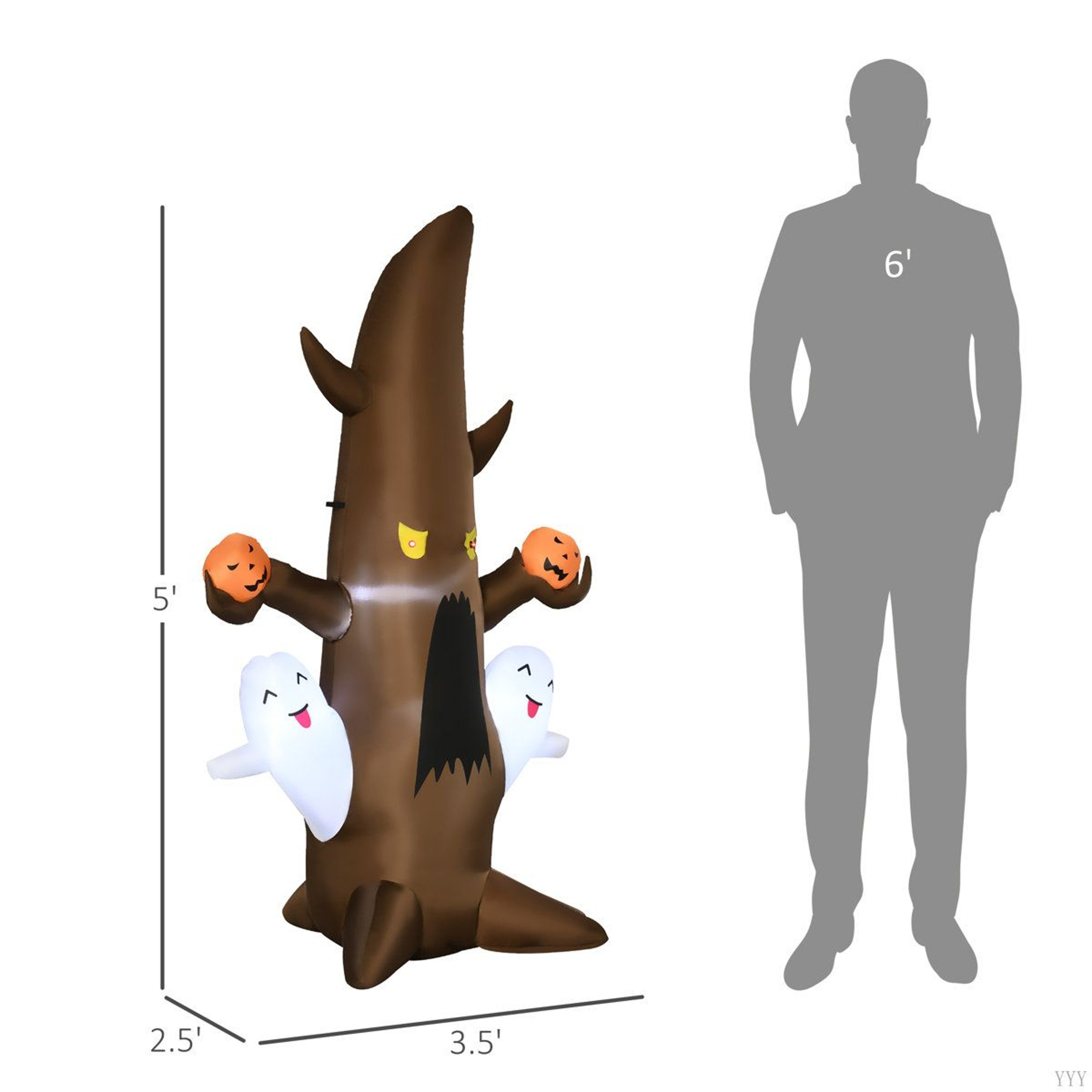 Halloween Inflatable Ghost Tree With Pumpkins For Outdoor Yard Decorations 6
