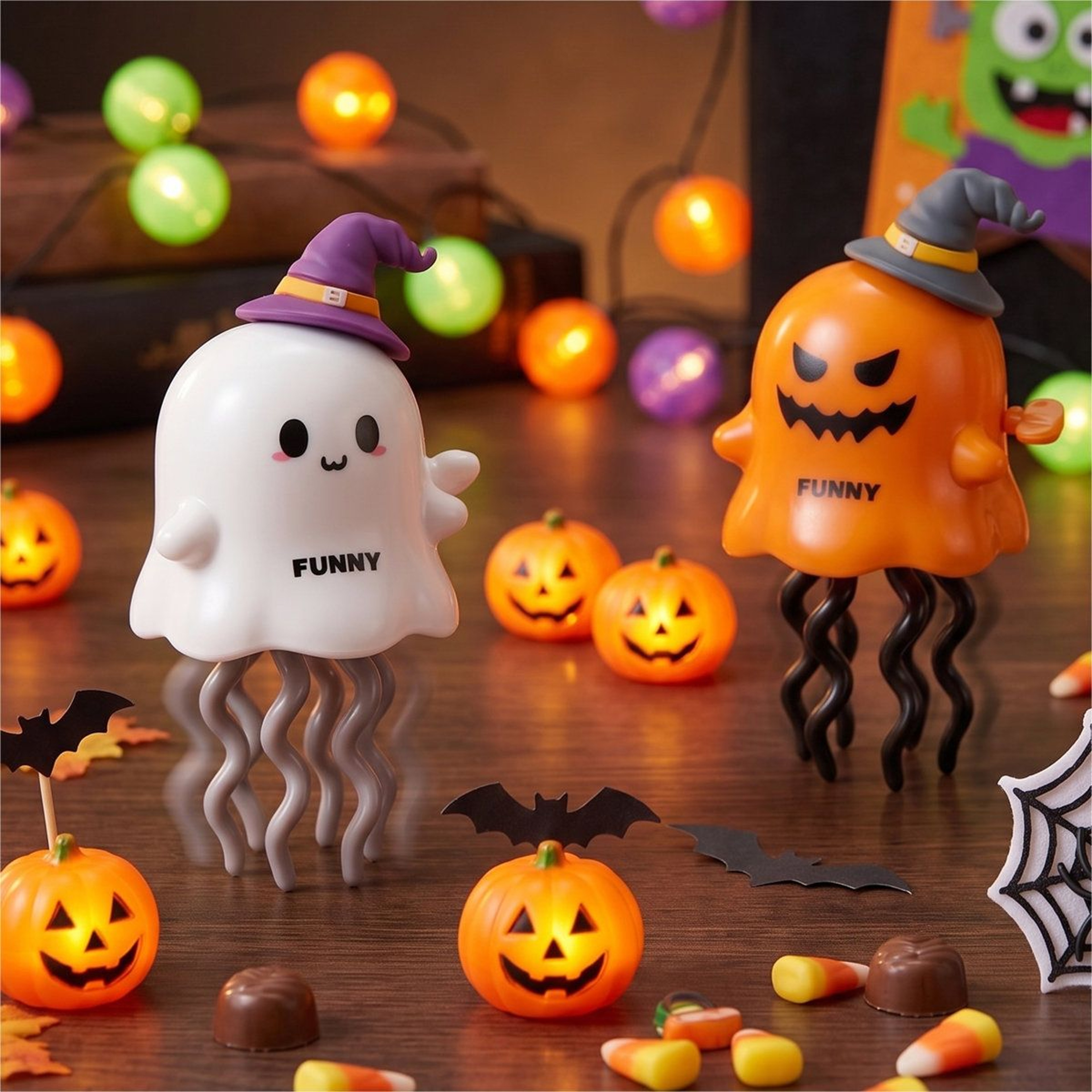 Halloween Wind Up Pumpkin And Ghost Toys Multicolor Plastic Decorations 0