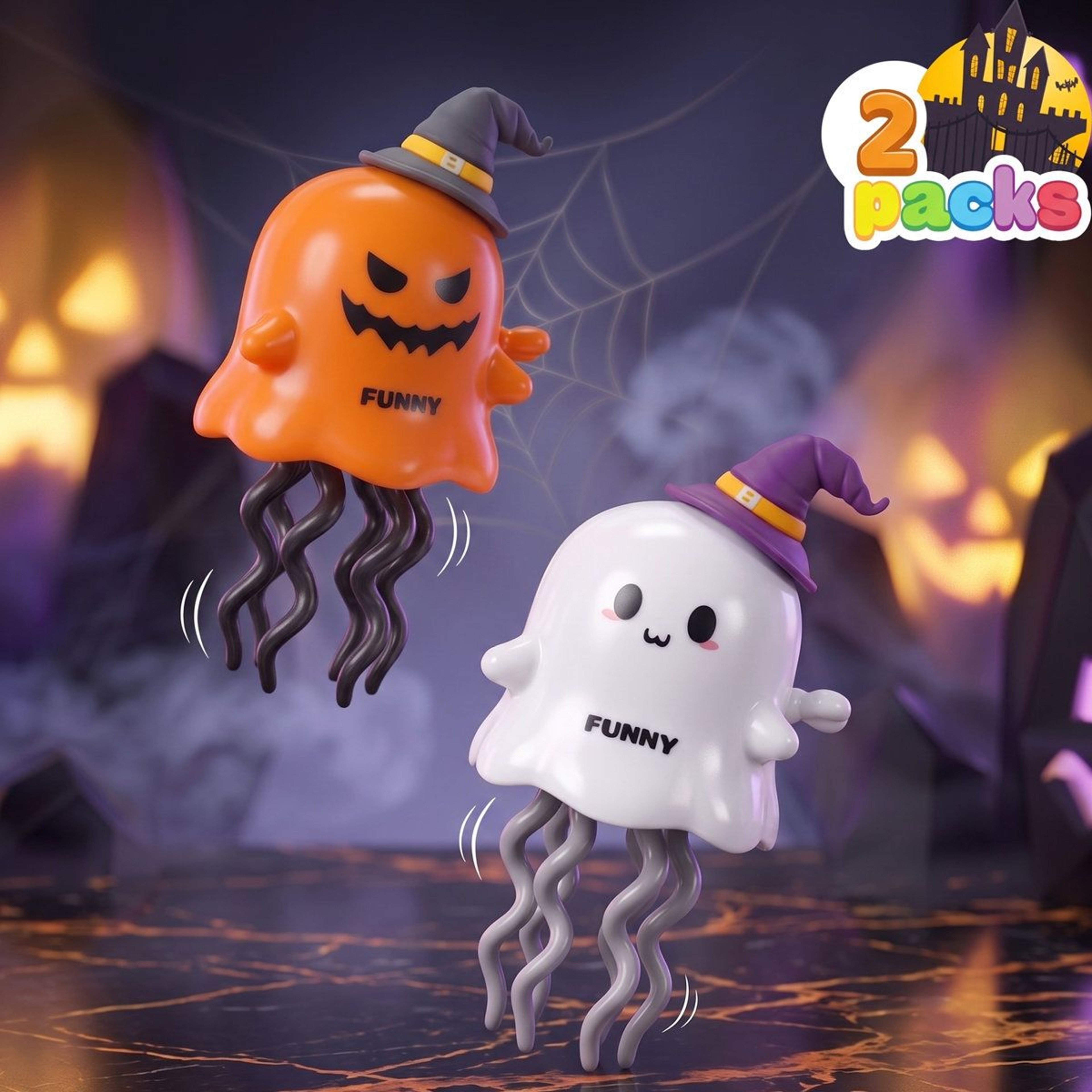 Halloween Wind Up Pumpkin And Ghost Toys Multicolor Plastic Decorations 5