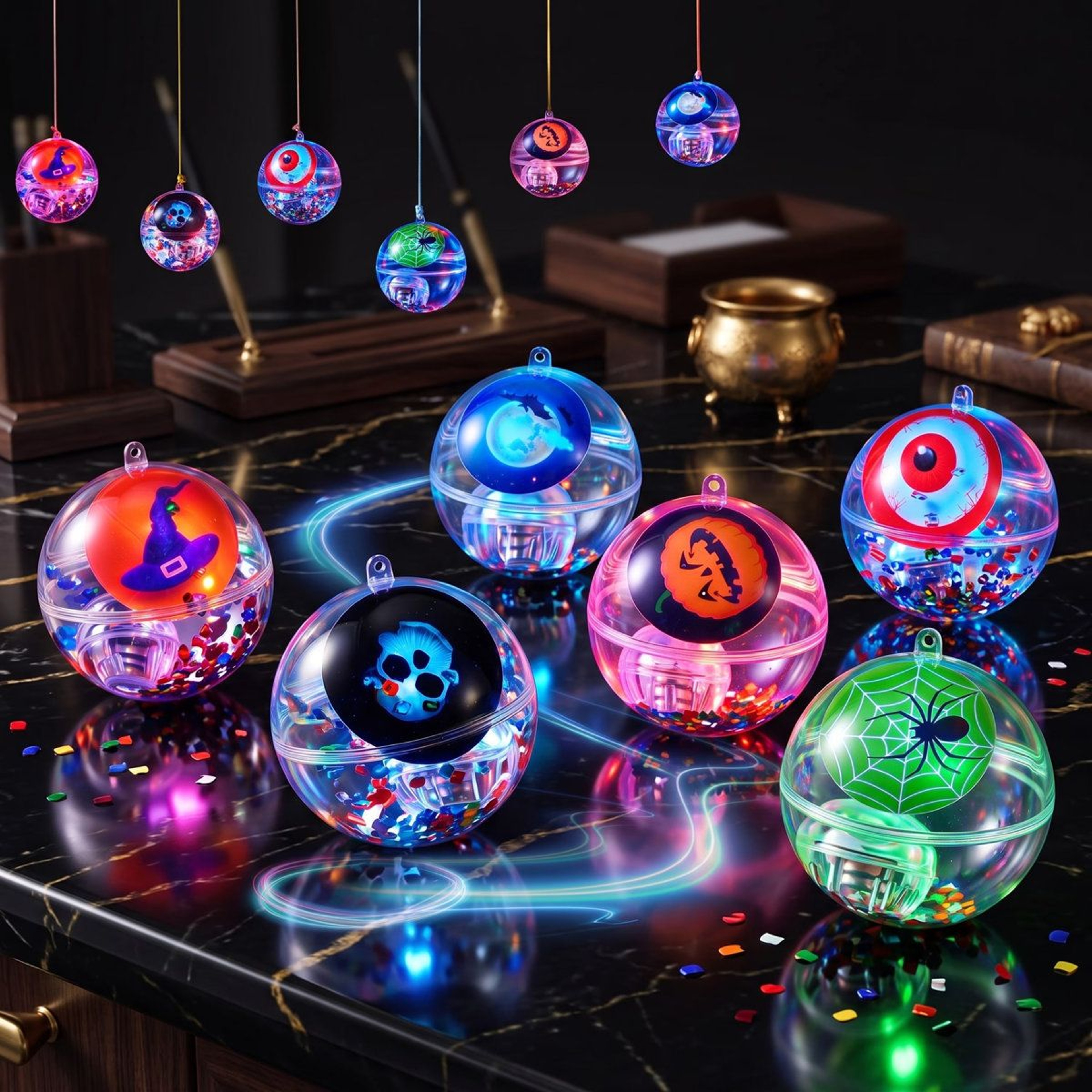 Halloween LED Bouncing Balls Multicolor Light Up Party Toys 4