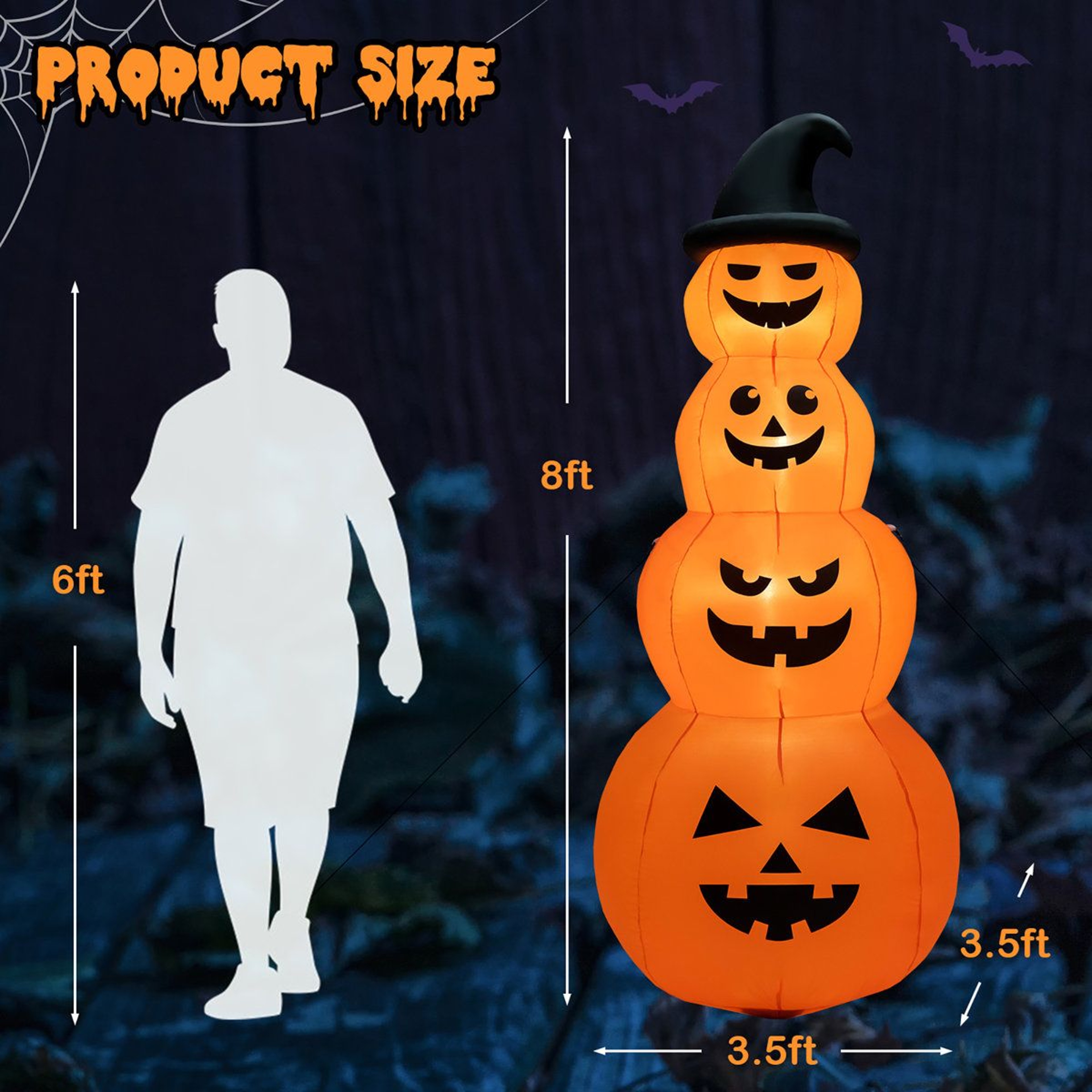 Freestanding Halloween Ghost Inflatable Outdoor Decoration With LED Lights 4