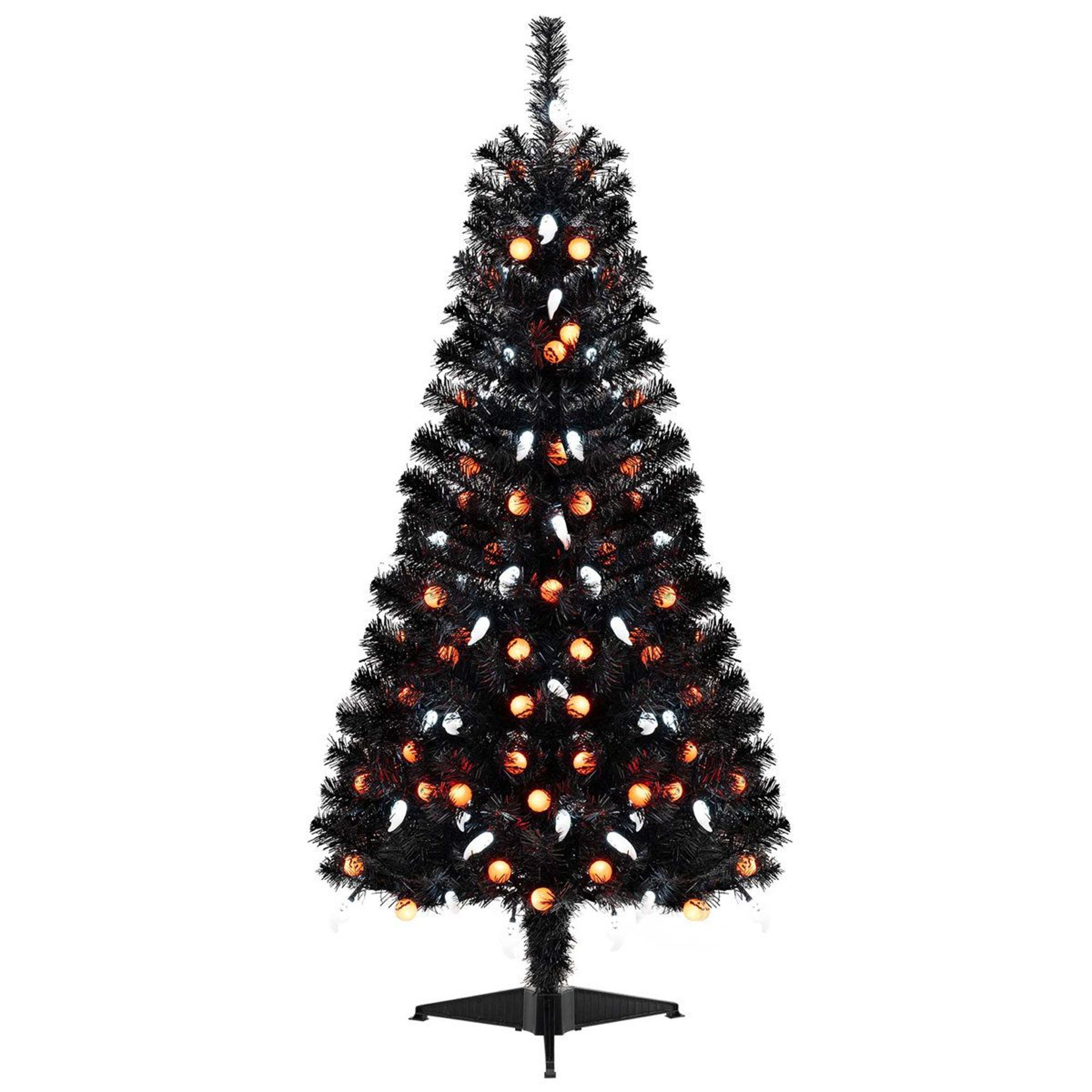Pre Lit Artificial Halloween Tree With Warm White LED Lights 0