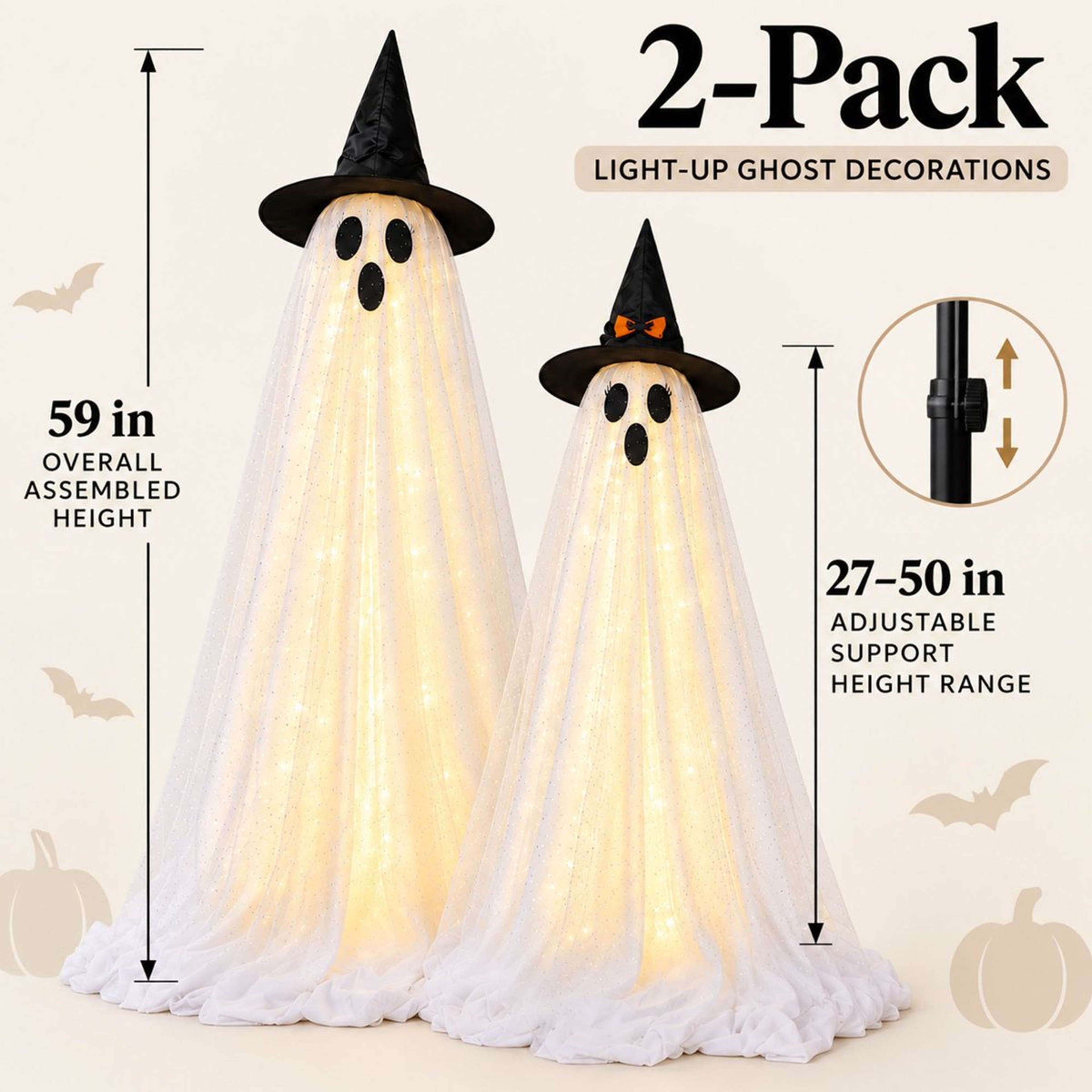 Light Up Halloween Ghost Decorations With Remote Controlled LED Lights 3