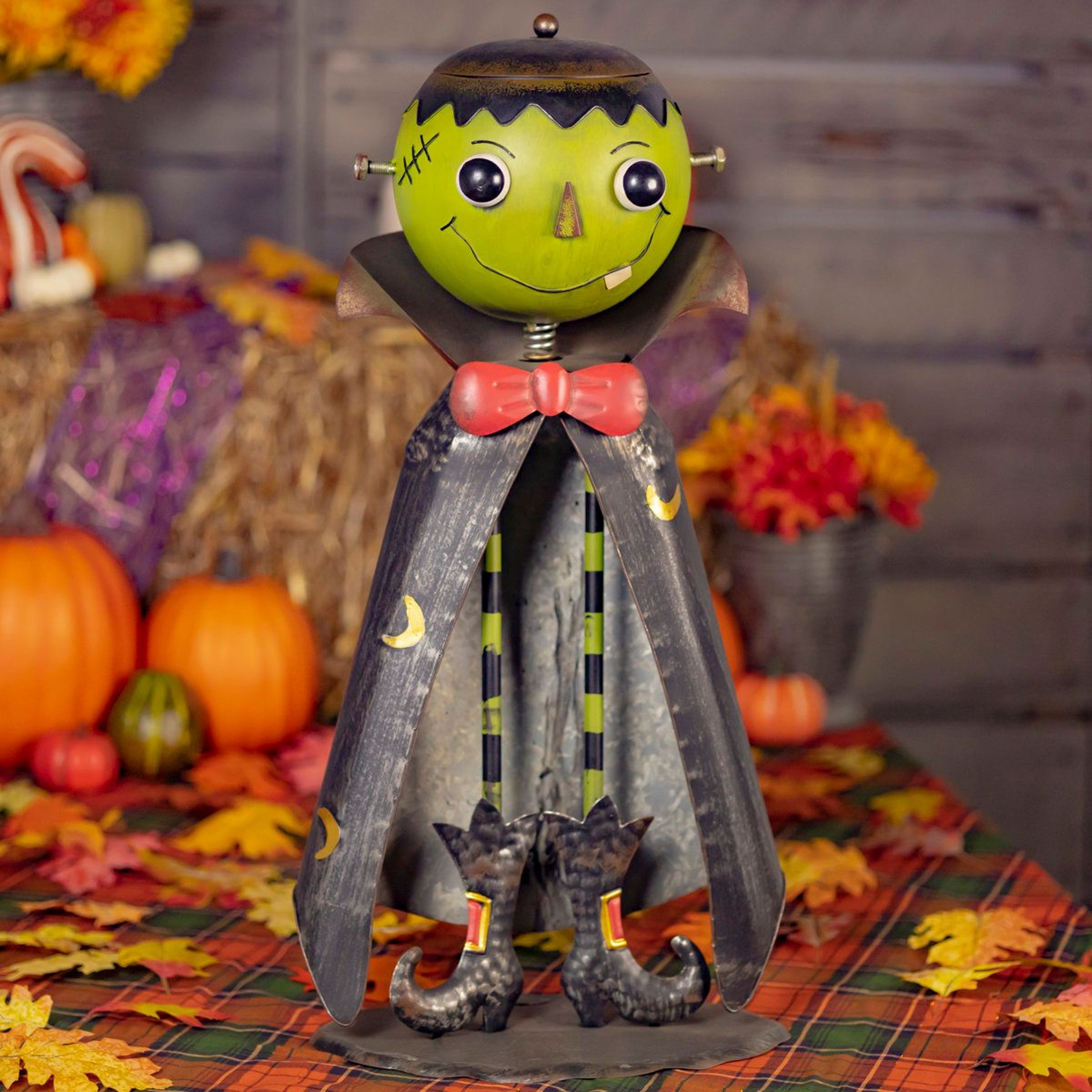 Big Head Monster Figurine With Candy Jar Frank Metal Decorative Figure 4