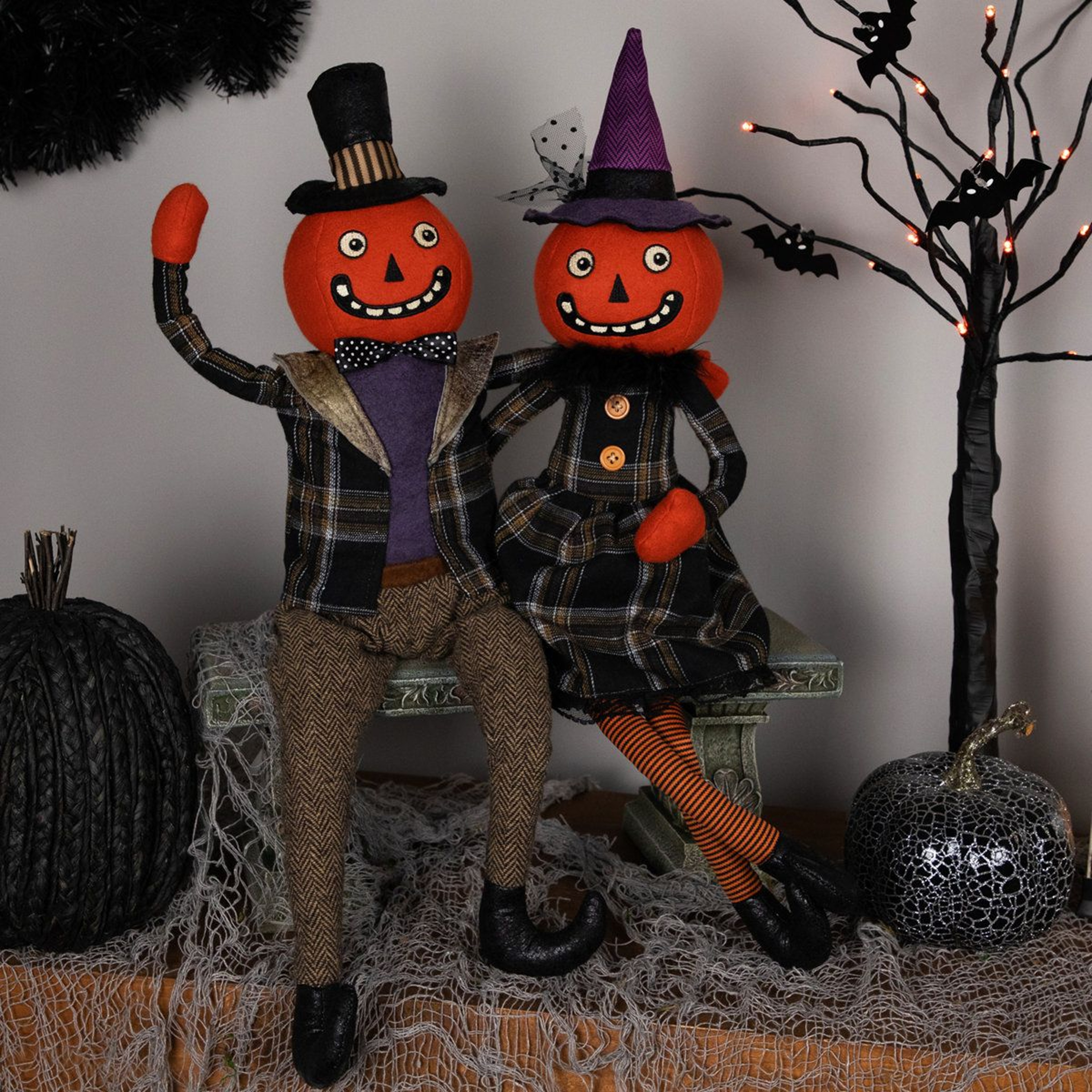 Jack O Lantern Couple Halloween Figurines For Indoor Decor 3