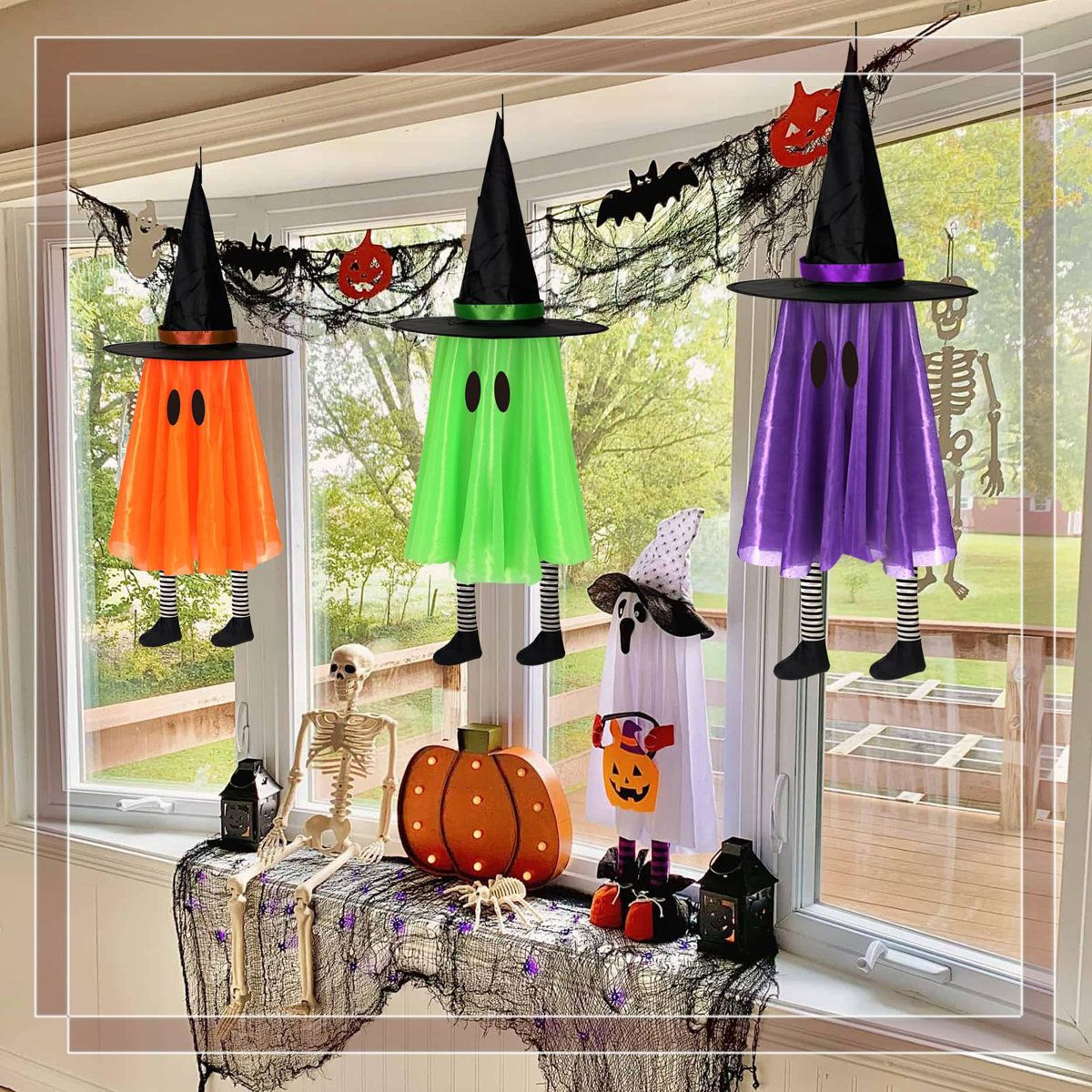 Halloween Light Up Hanging Ghost Decorations With Battery Powered Lights 0