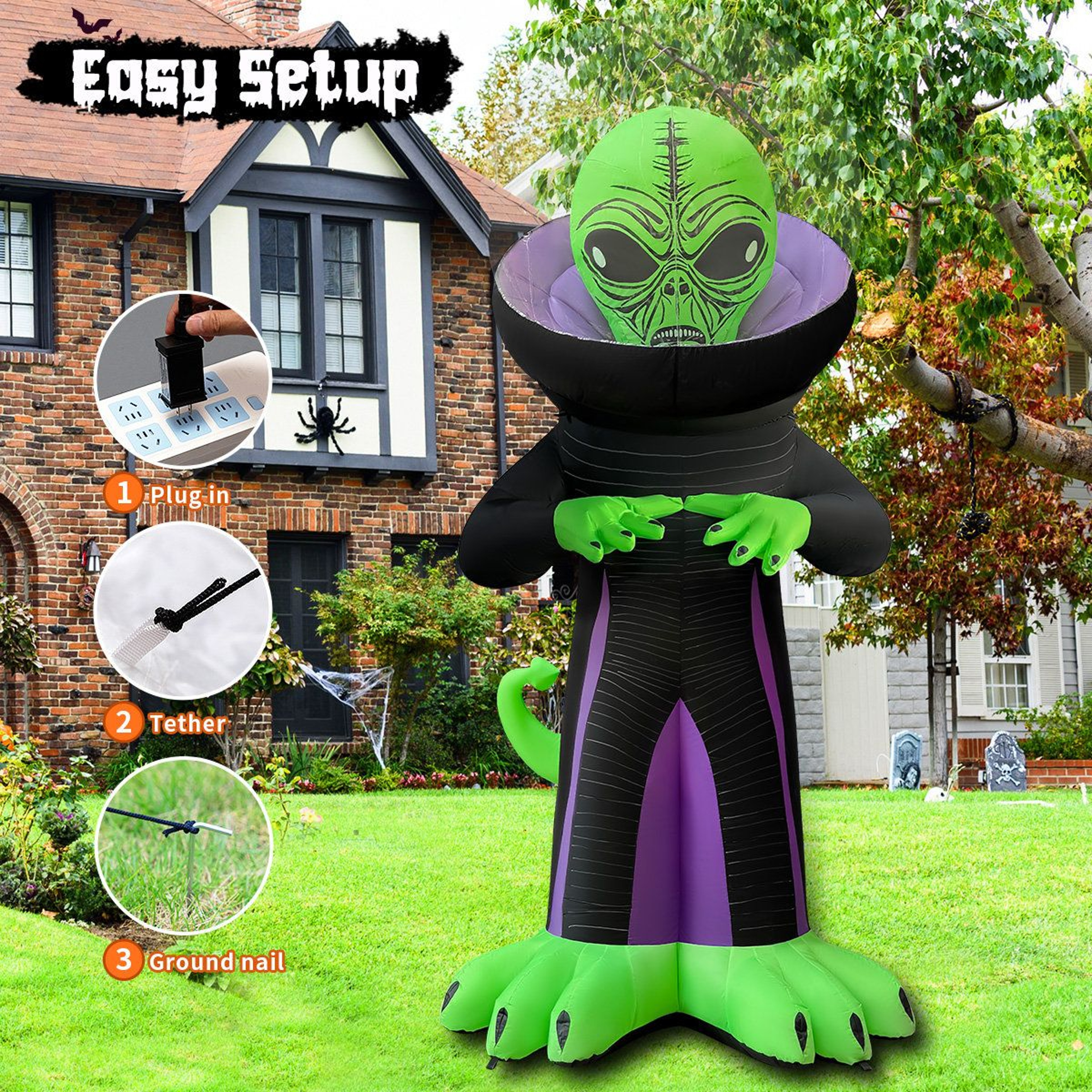 Halloween Inflatable Giant Alien With Built In LED Lights 2
