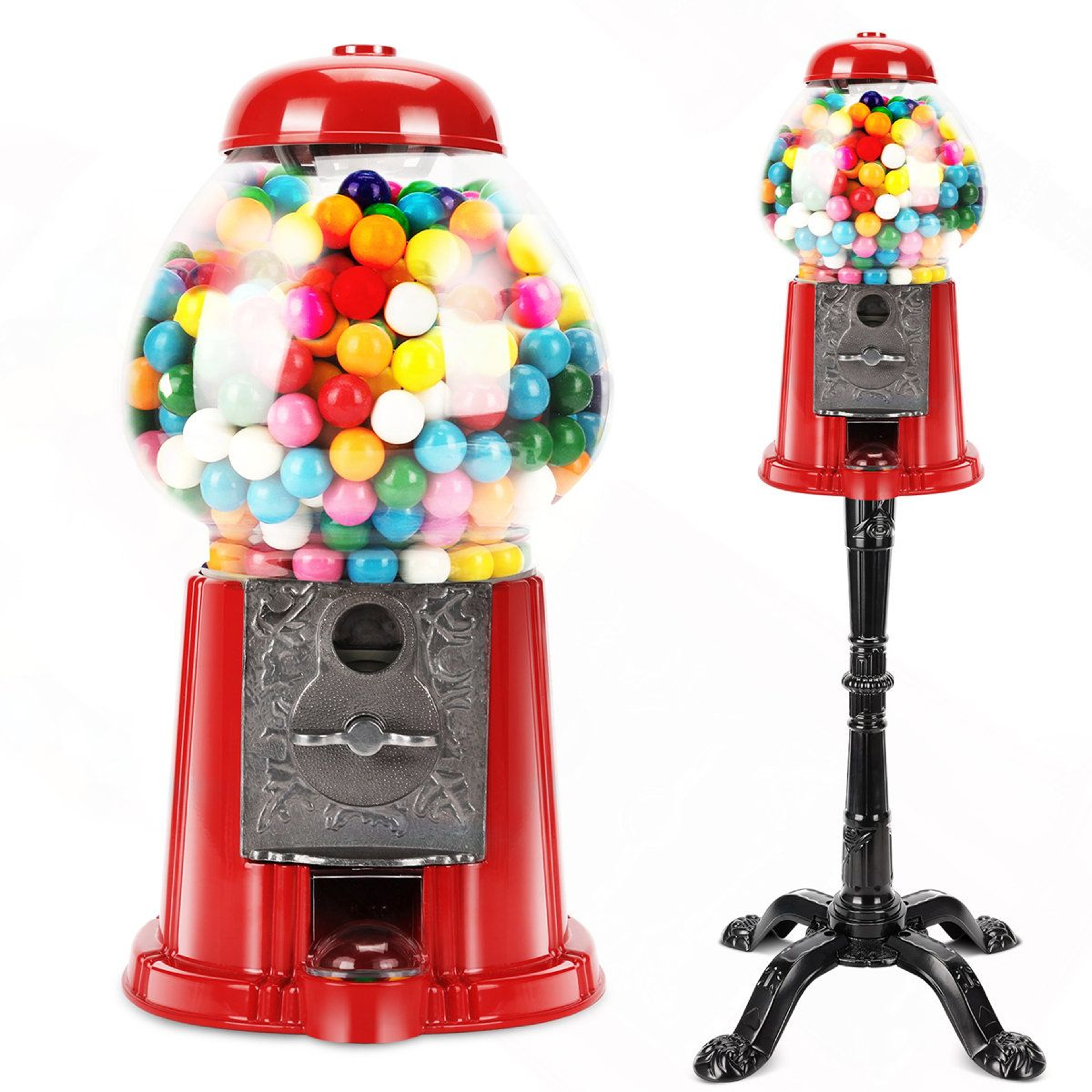 Red Gumball Machine With Stand And Key Operated Candy Dispenser 0