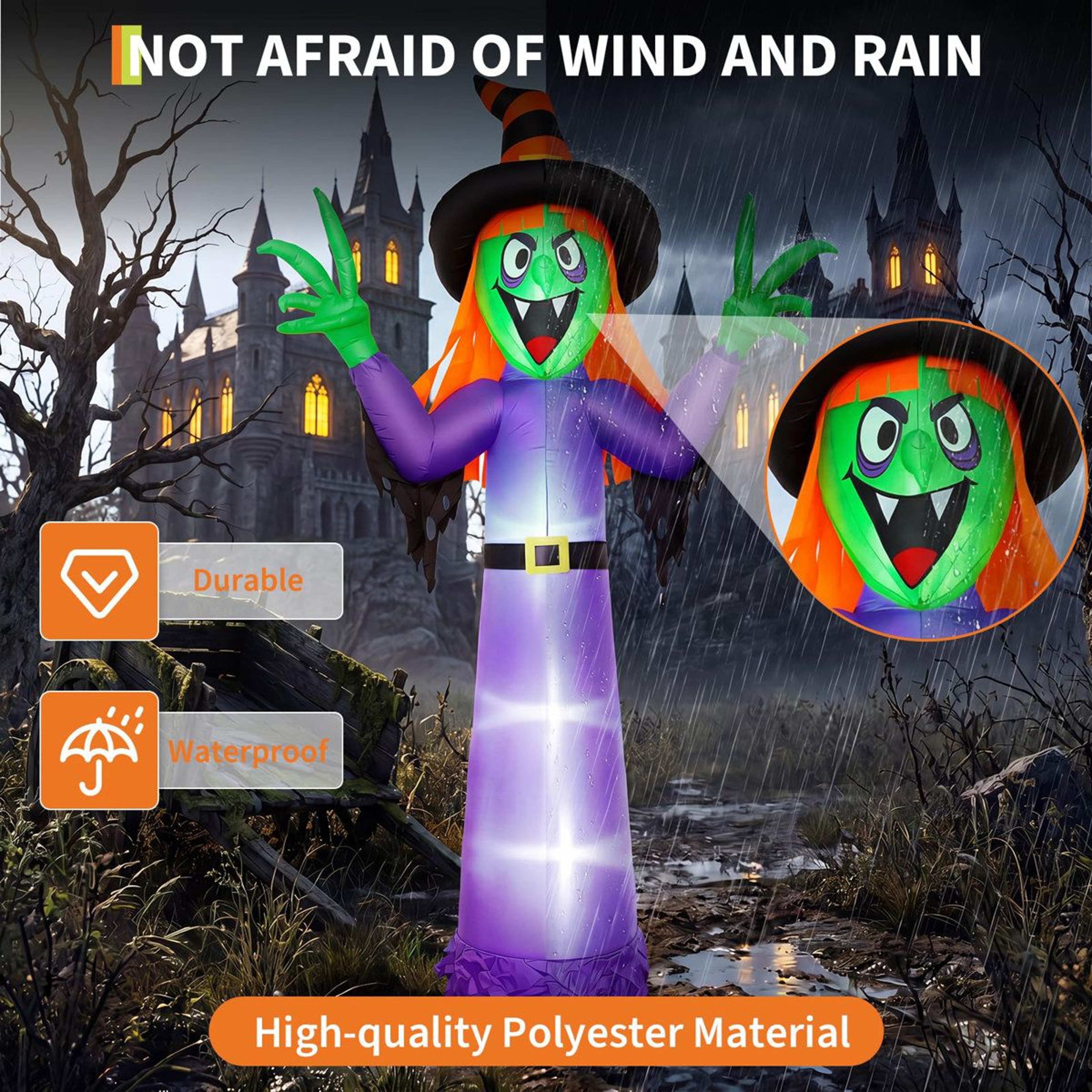 Outdoor Inflatable Halloween Decoration With Purple LED Lights 1