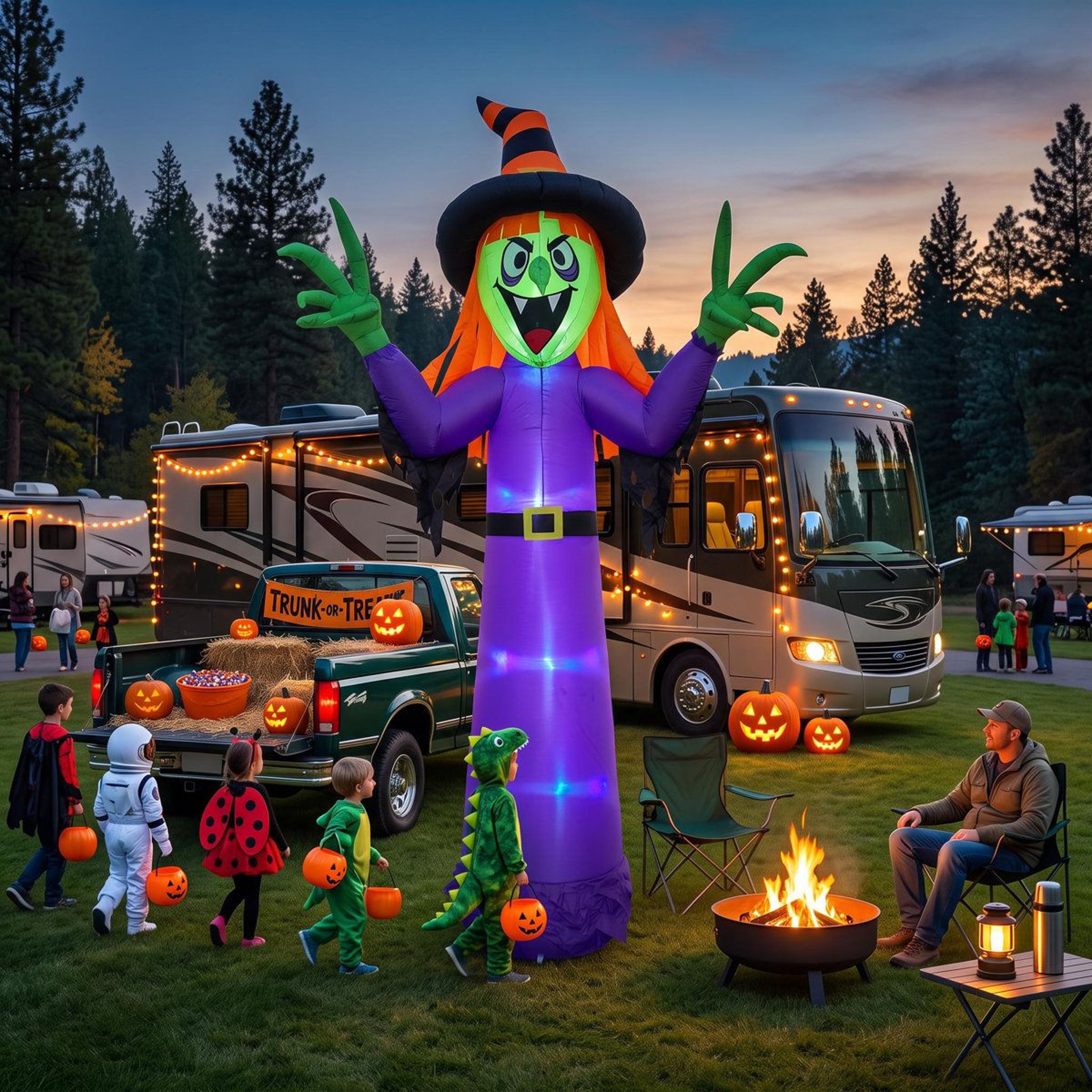 Outdoor Inflatable Halloween Decoration With Purple LED Lights 5