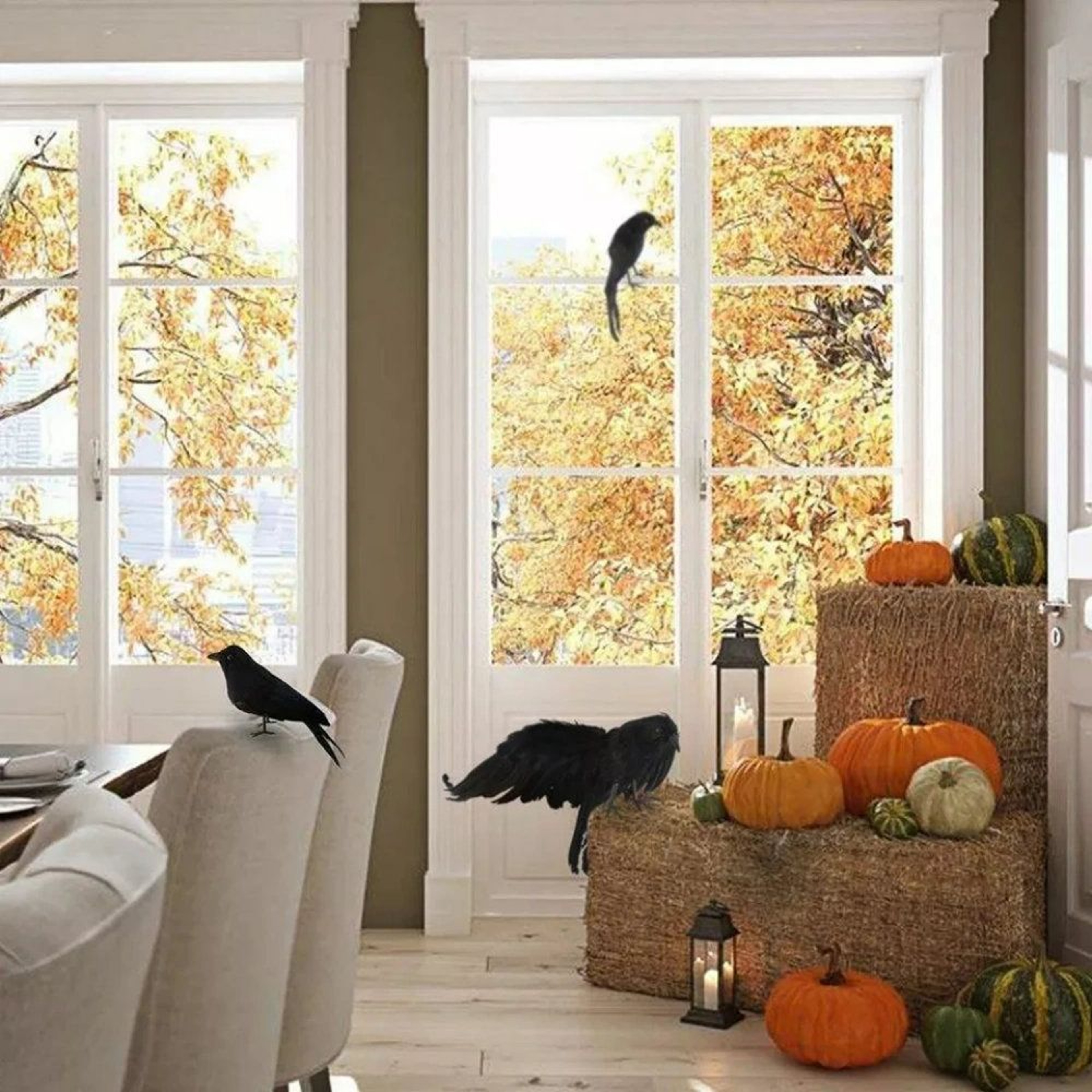 Halloween Crow Decorations Black Raven Props For Indoor And Outdoor Decor 2