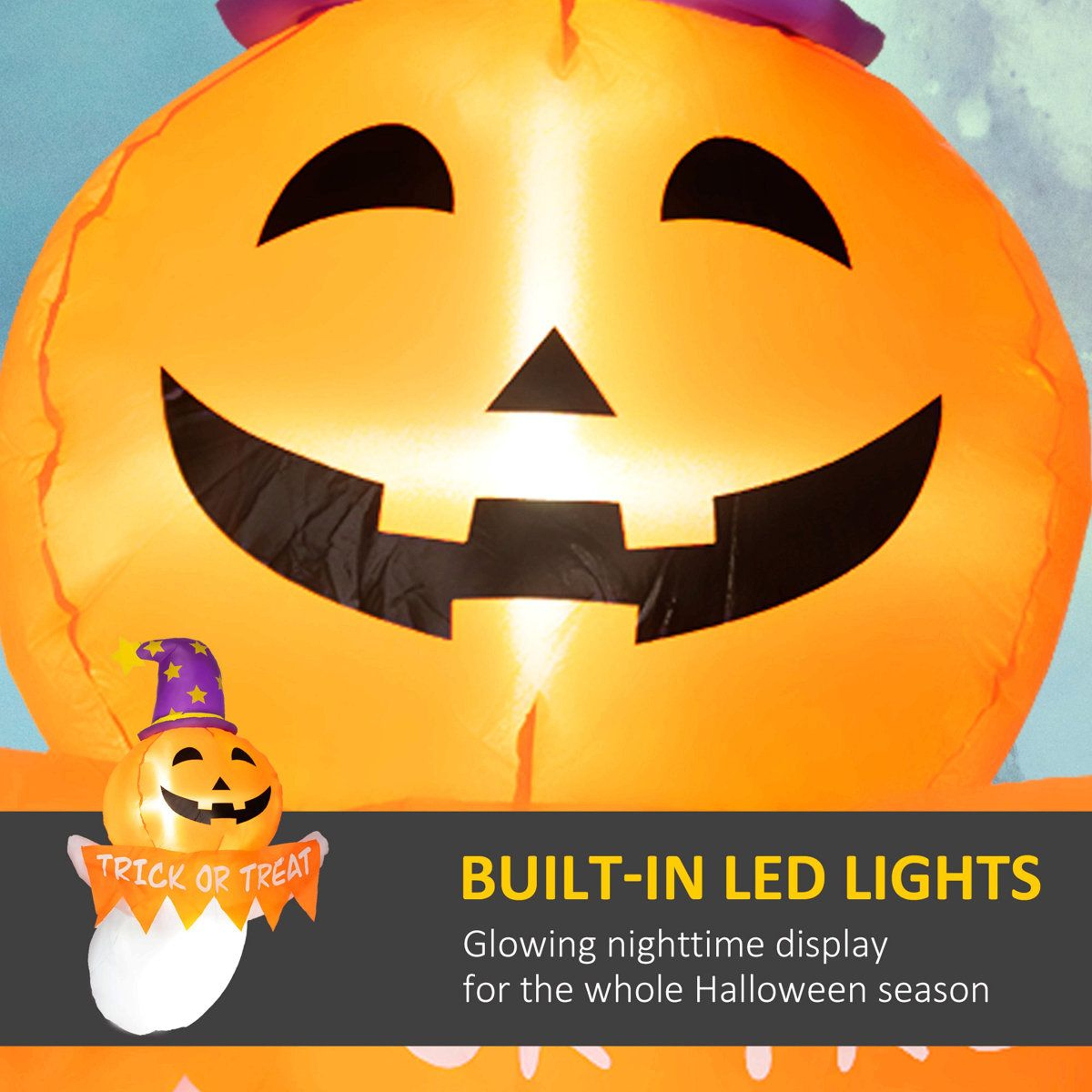Halloween Inflatable Ghost With Orange Face For Outdoor Decorations 1