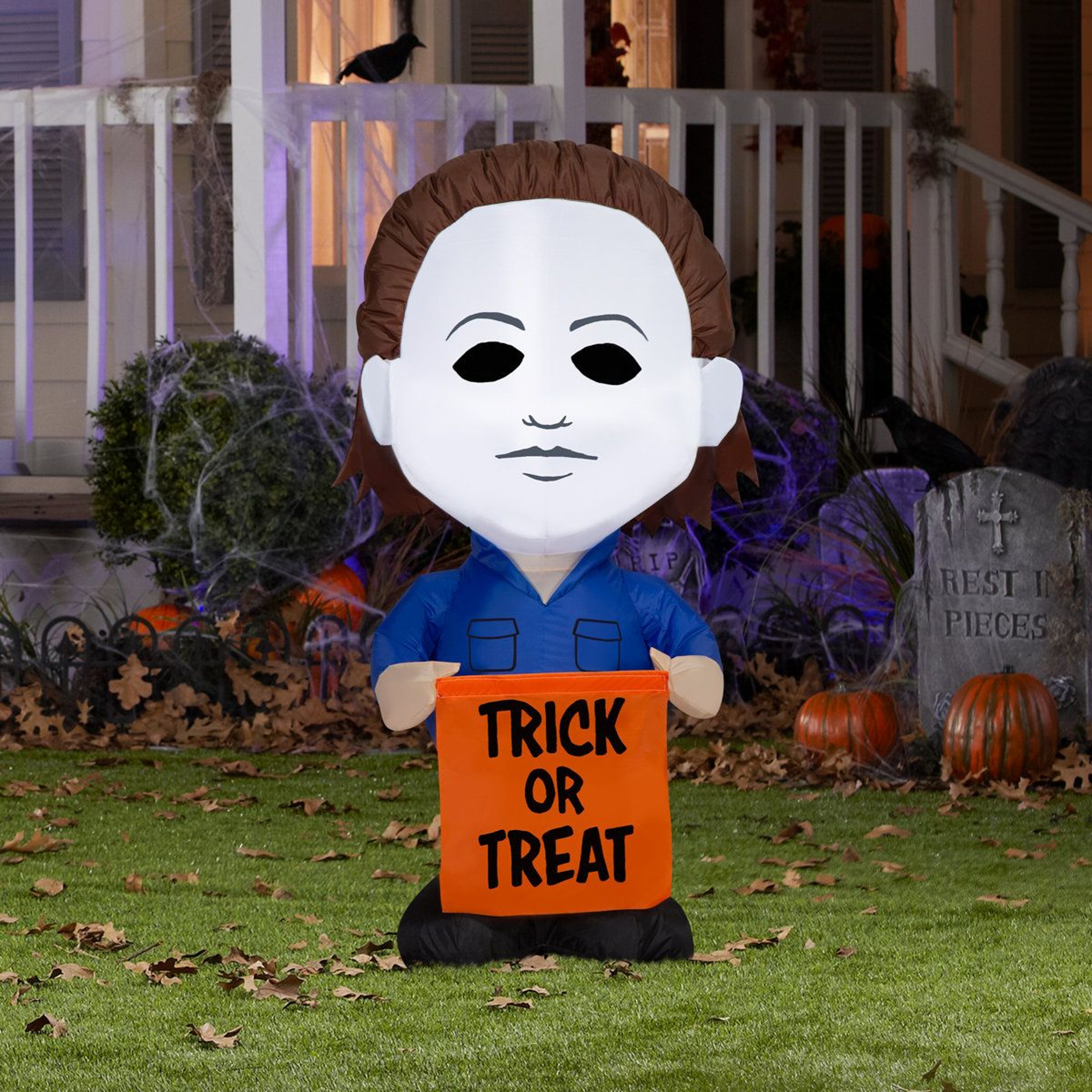 Michael Myers Halloween Inflatable Decoration With Treat Bag And Built In Light 3