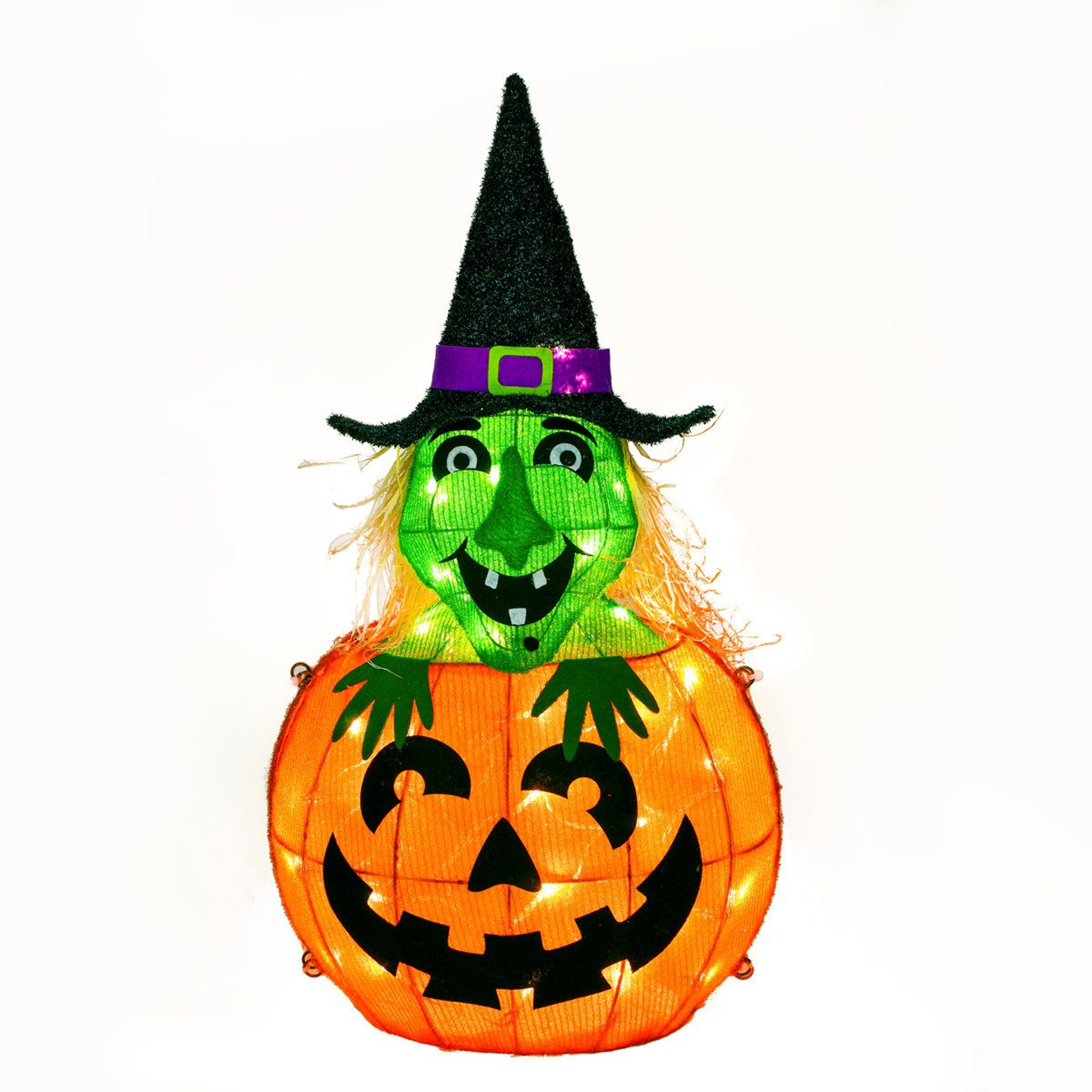 Halloween Pre Lit Pumpkin And Witch LED Decoration 3