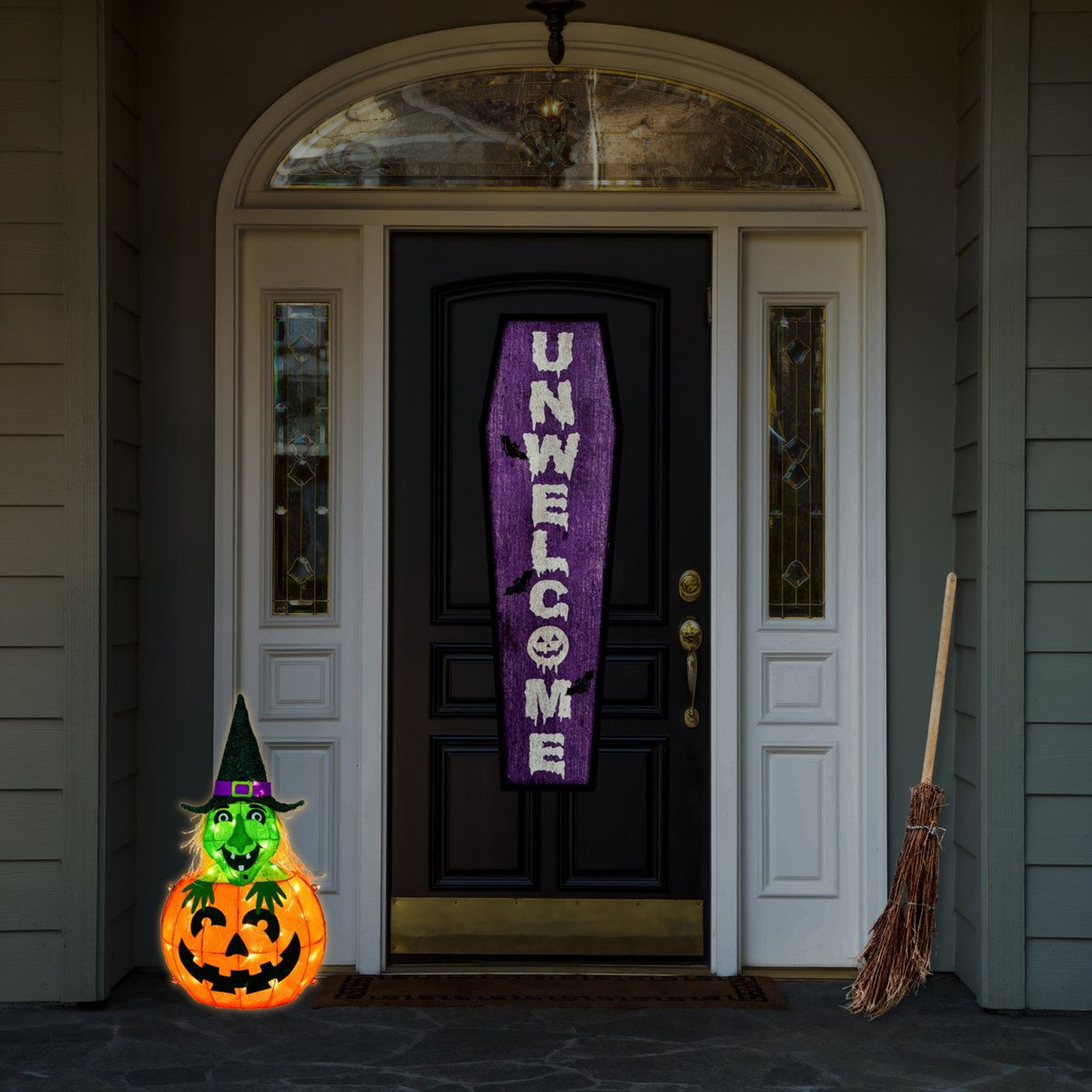 Halloween Pre Lit Pumpkin And Witch LED Decoration 1