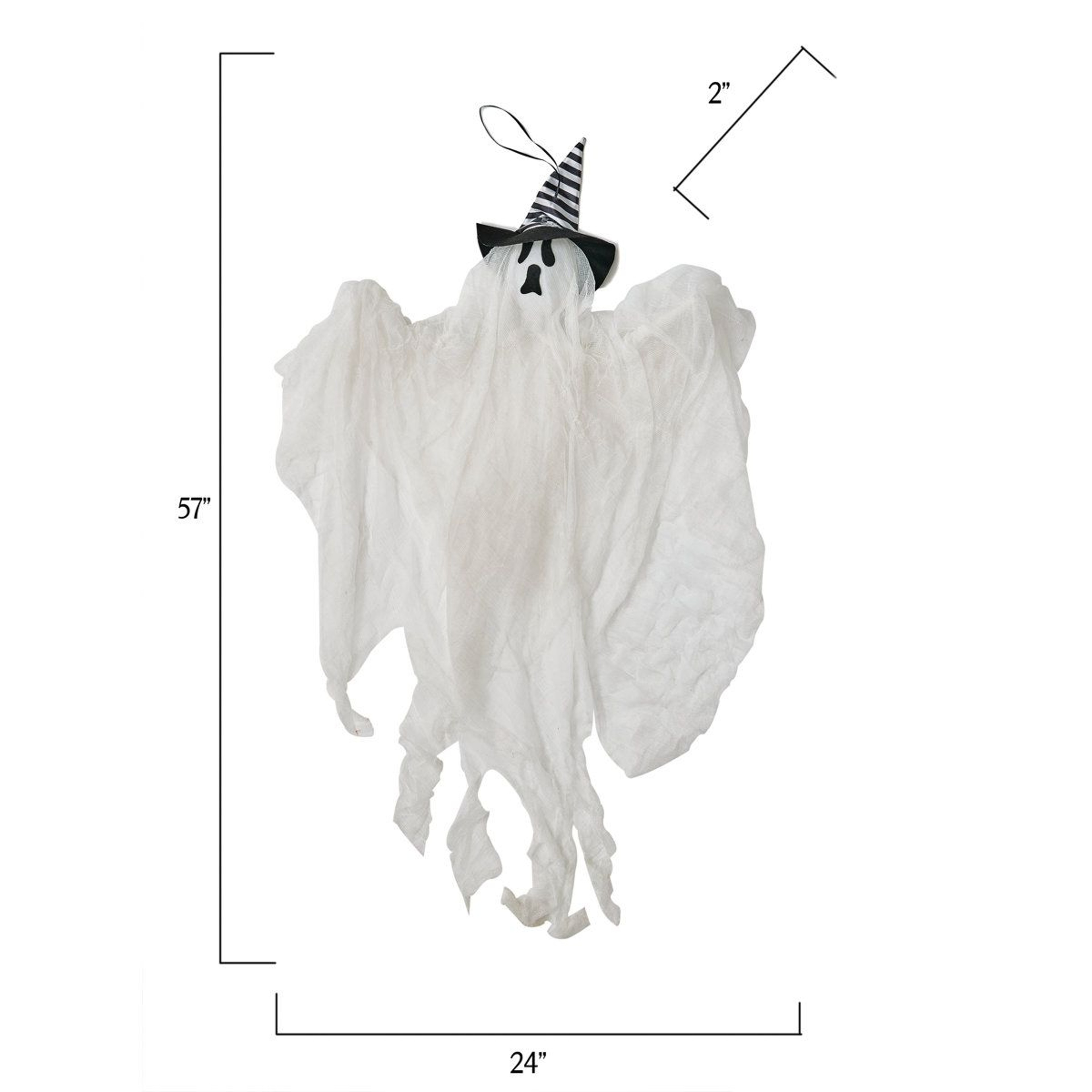 Halloween Hanging Ghost Decoration With Striped Hat For Indoor And Outdoor Use 1