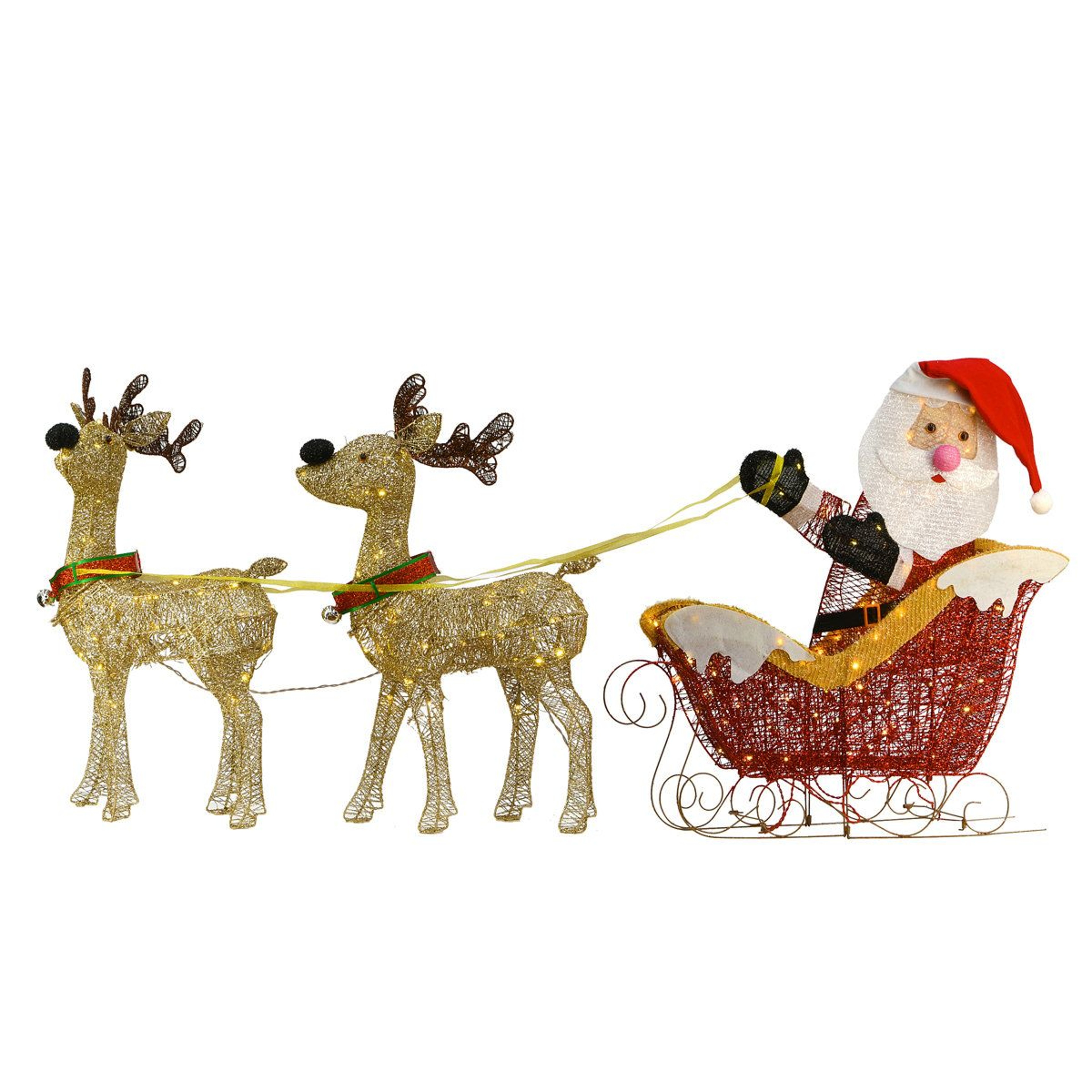 Santa And Reindeer LED Lighted Christmas Decoration Plug In Holiday Display 4