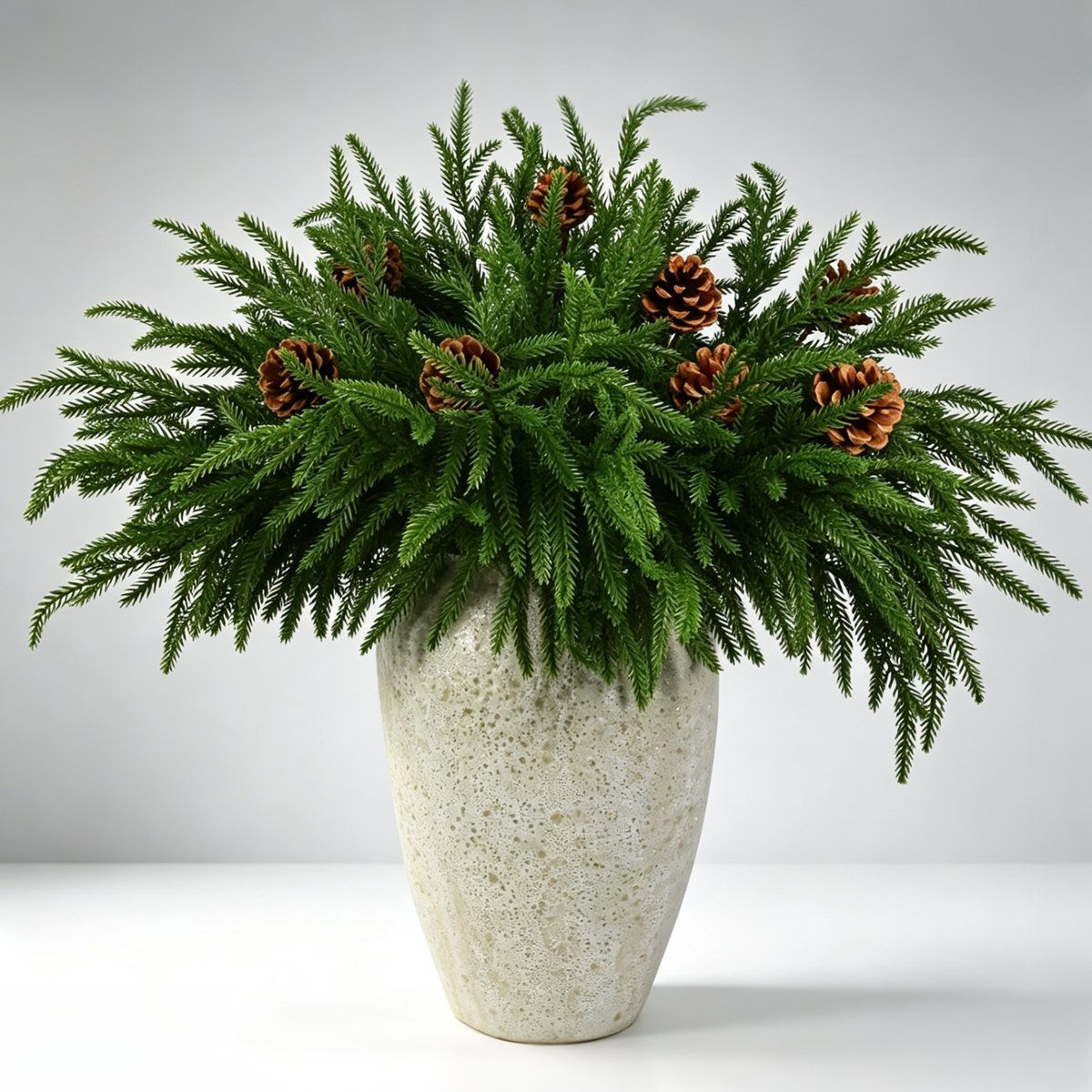 Artificial Norfolk Pine Branches With 8 Pine Cones For Christmas Decor 3