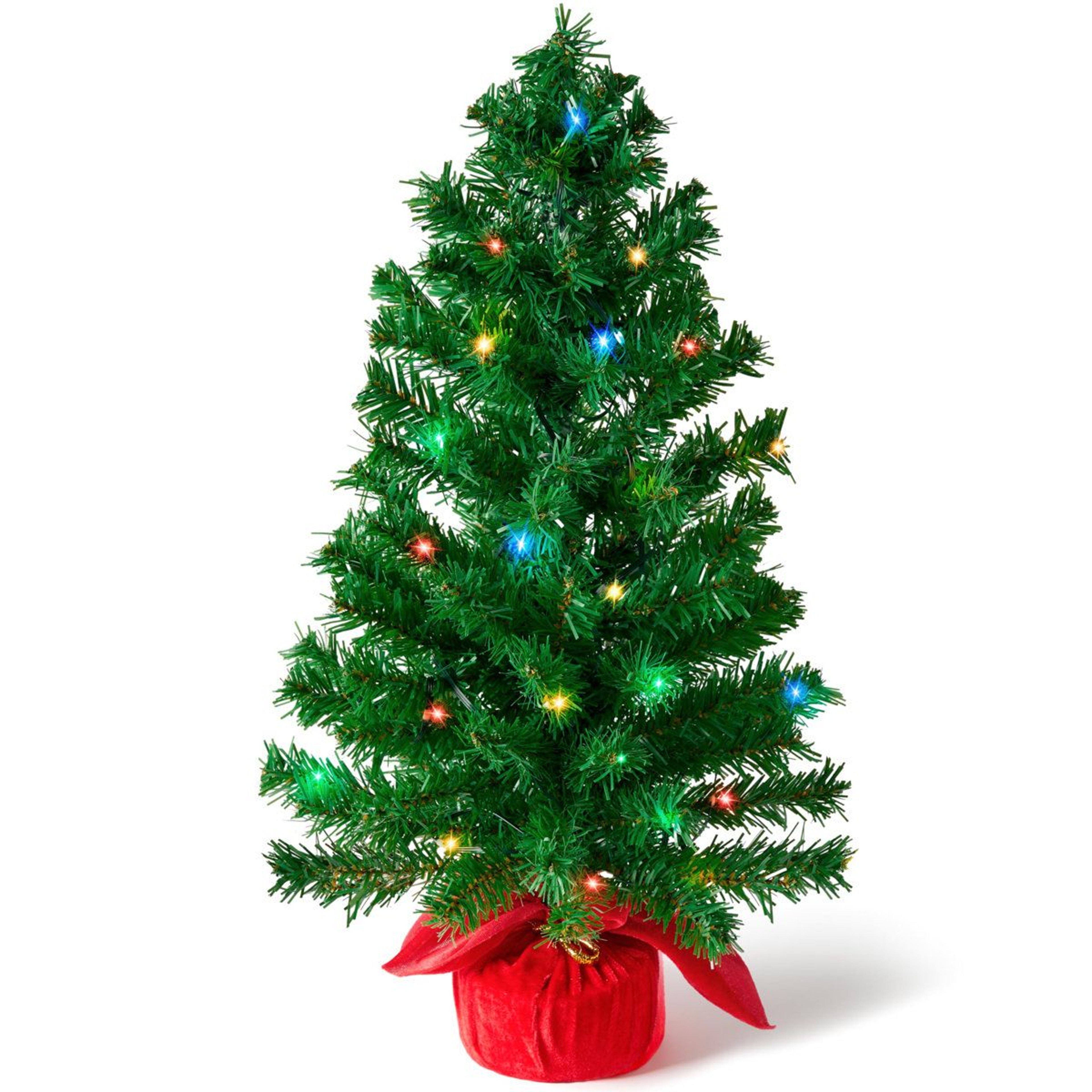 Tabletop Christmas Tree With Multicolor LED Lights Green Plug In Holiday Decoration 4