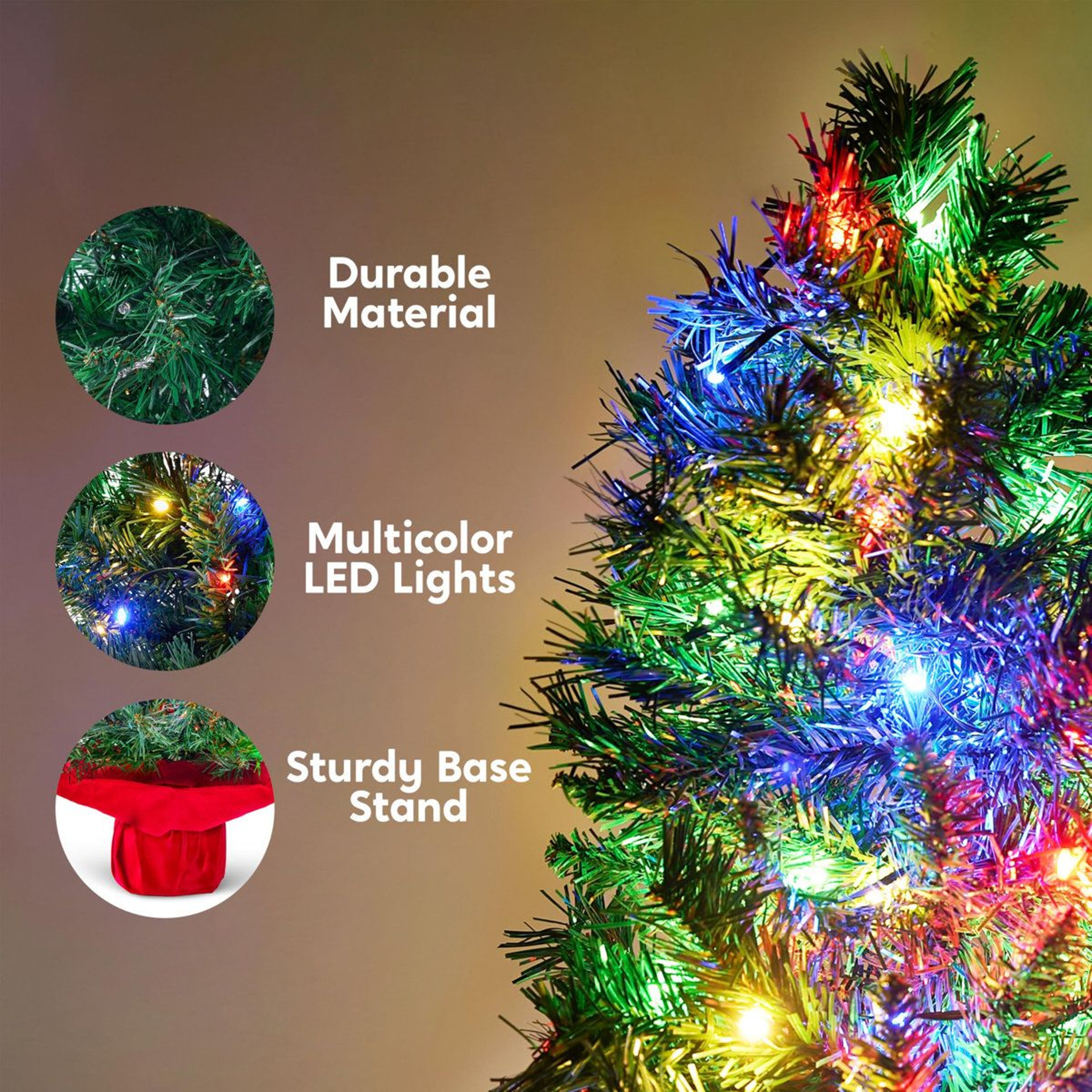 Tabletop Christmas Tree With Multicolor LED Lights Green Plug In Holiday Decoration 1