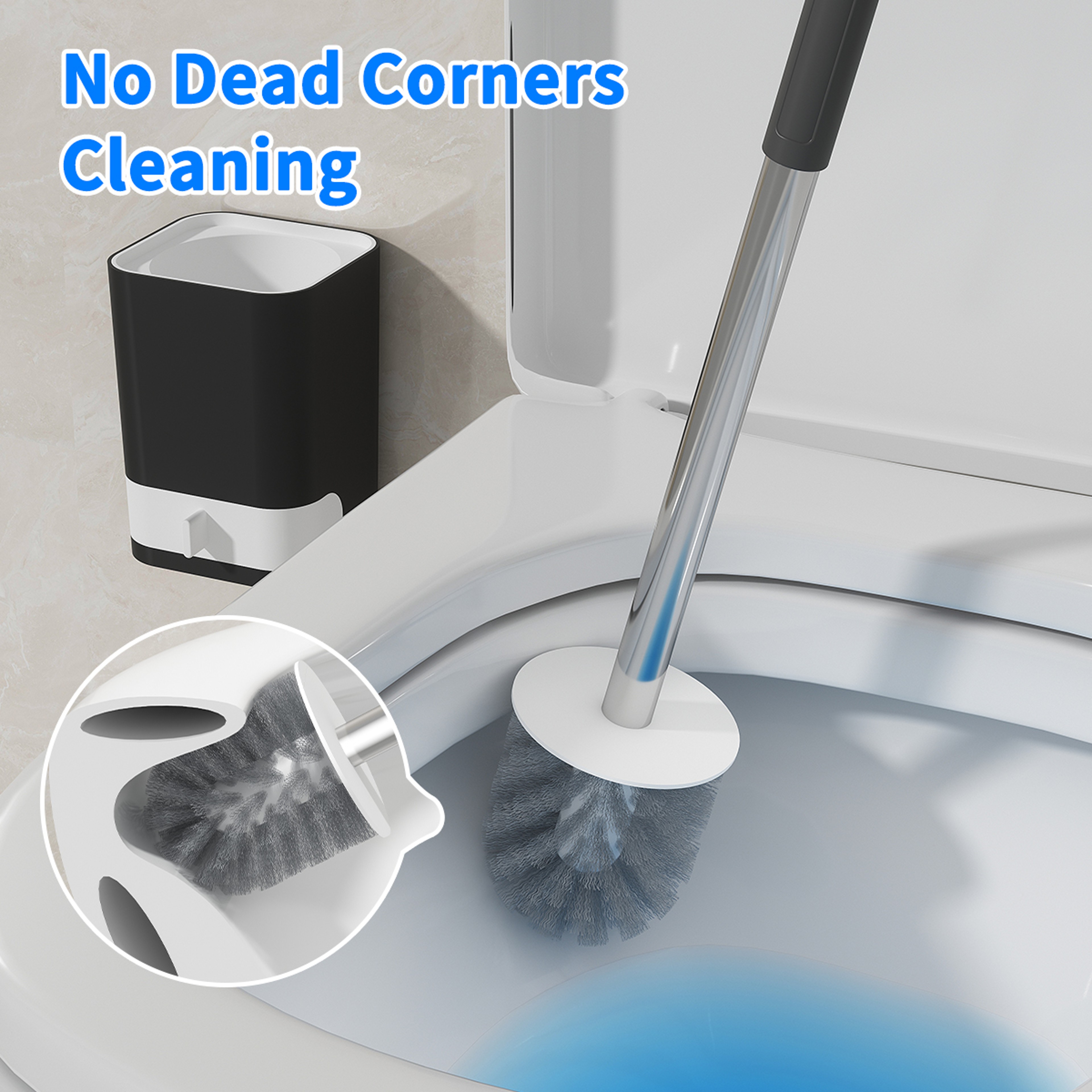 WORTHBUY Wall Mounted Toilet Brush with Drainable Holder and Long Handle for Deep Bathroom Cleaning – view 4
