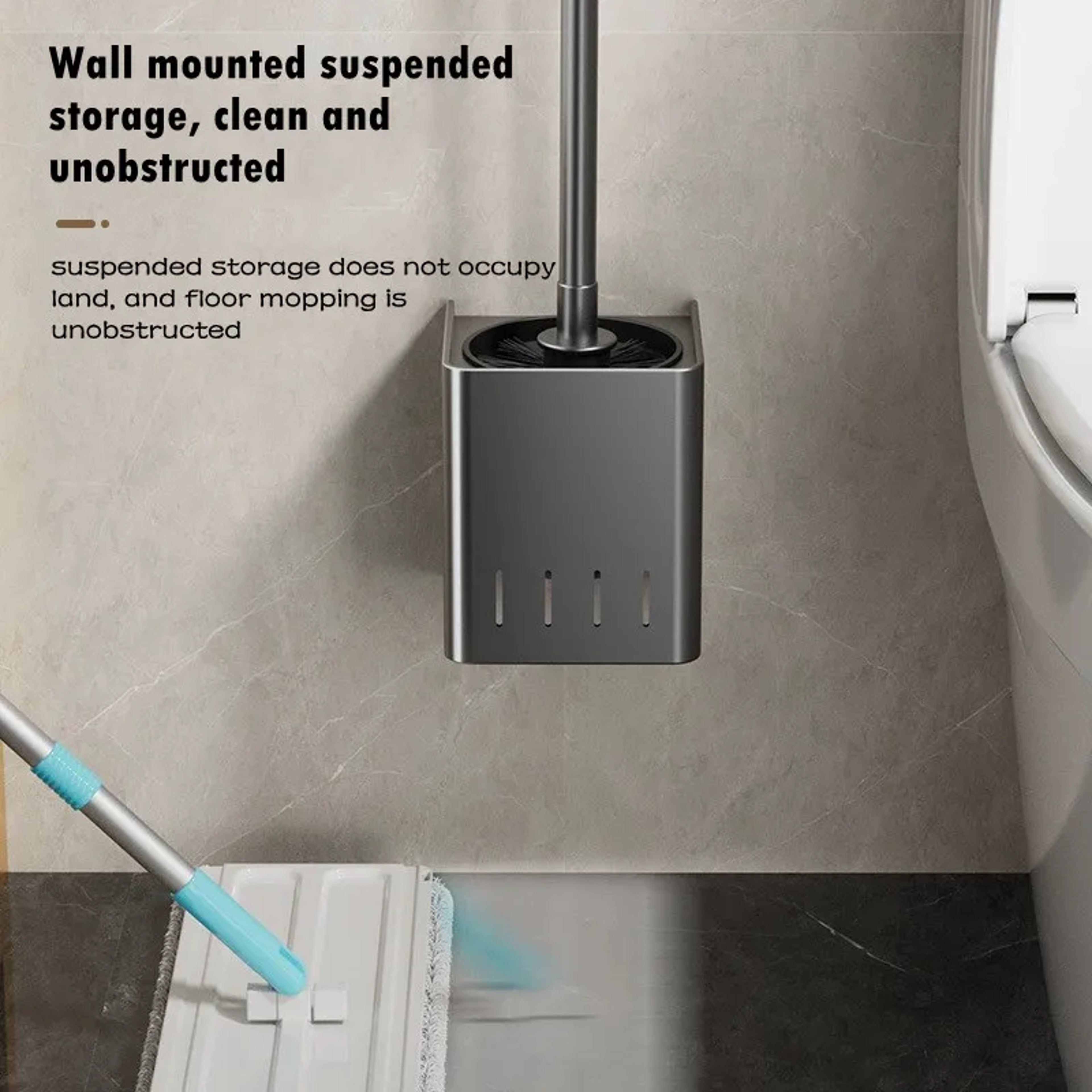 Stainless Steel Toilet Brush Wall Mounted Bathroom Cleaning Set – view 3
