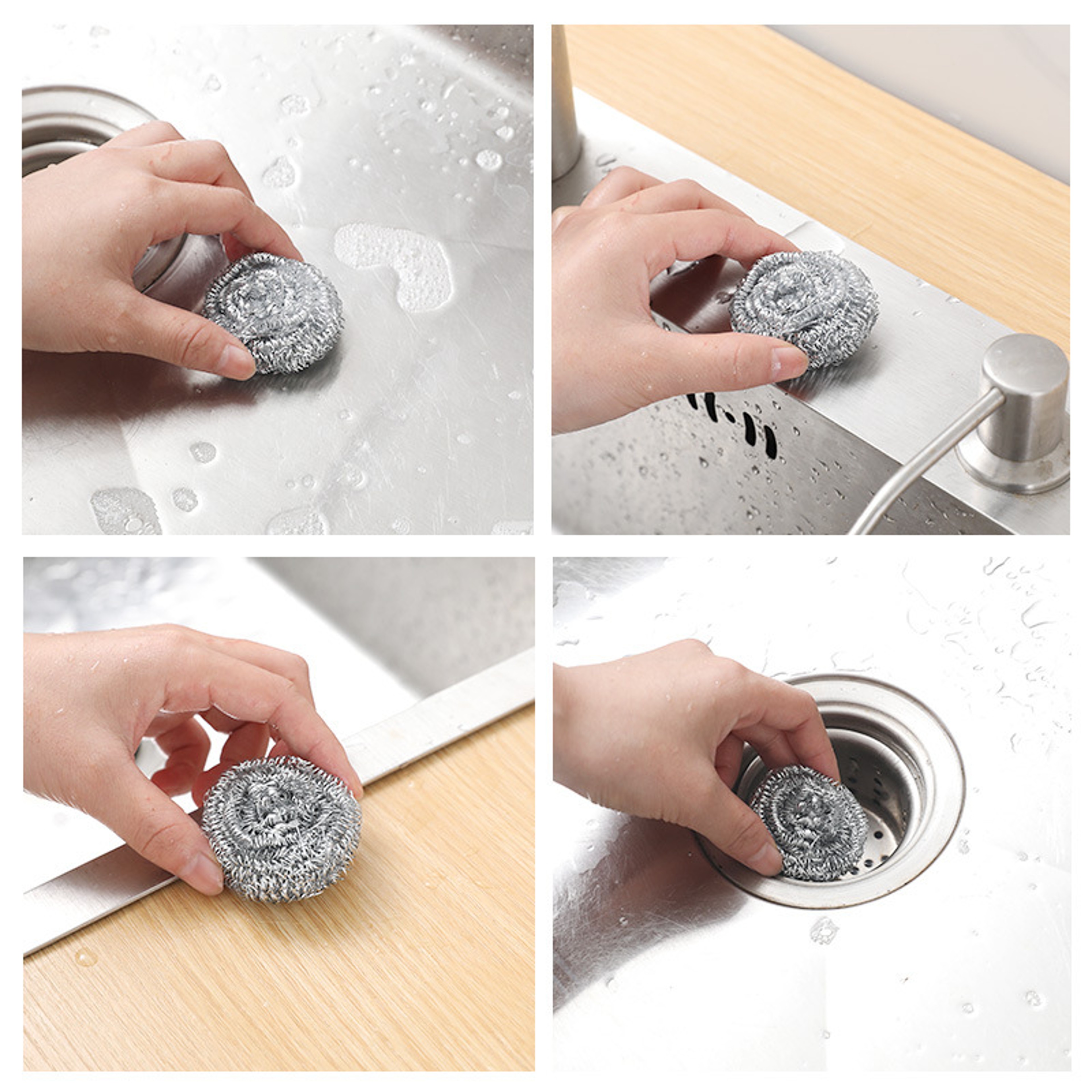 Heavy Duty Stainless Steel Scrubber Piece Scouring Pad Set for Pots, Pans & Kitchen Cleaning – view 2