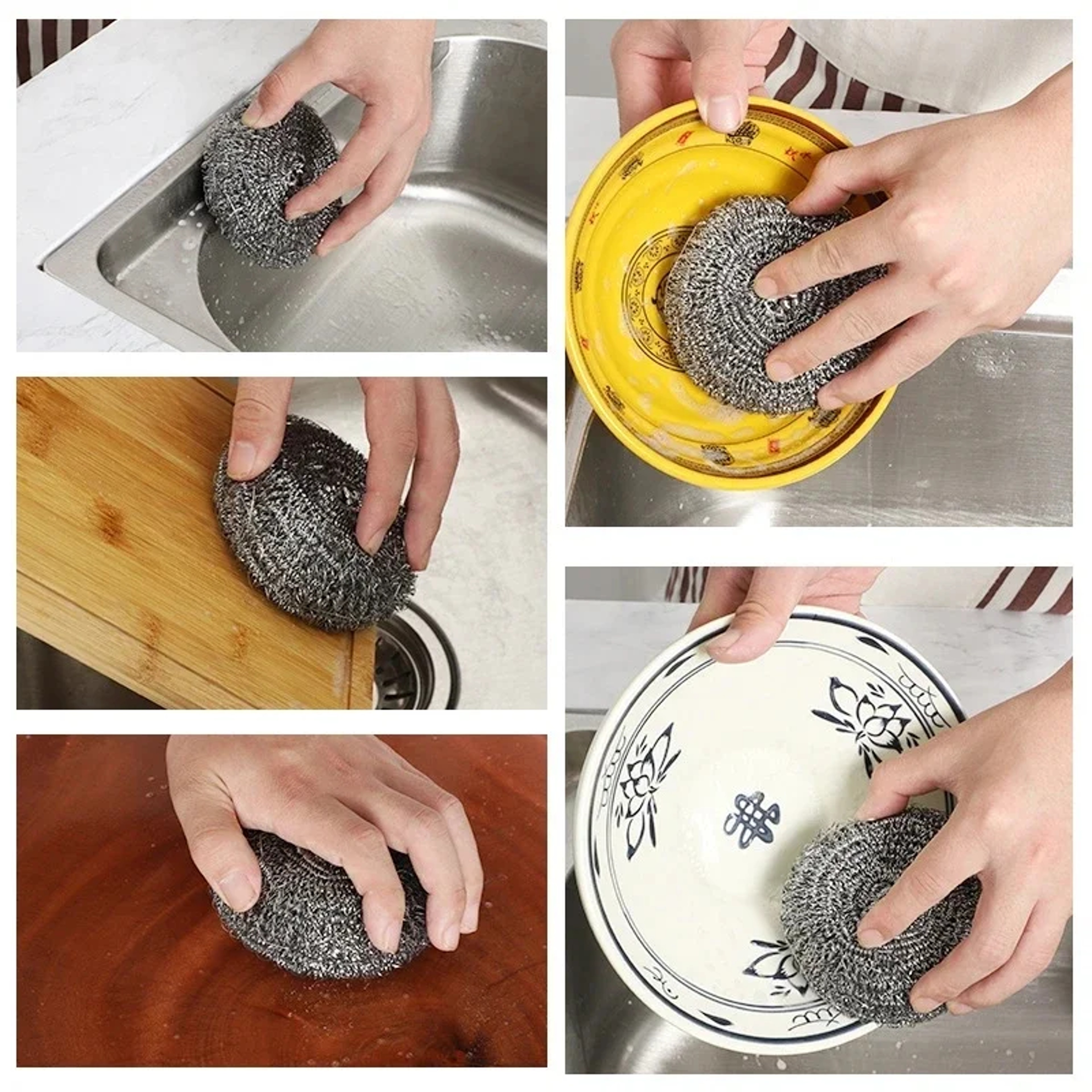 Heavy Duty Stainless Steel Scrubber Piece Scouring Pad Set for Pots, Pans & Kitchen Cleaning – view 5