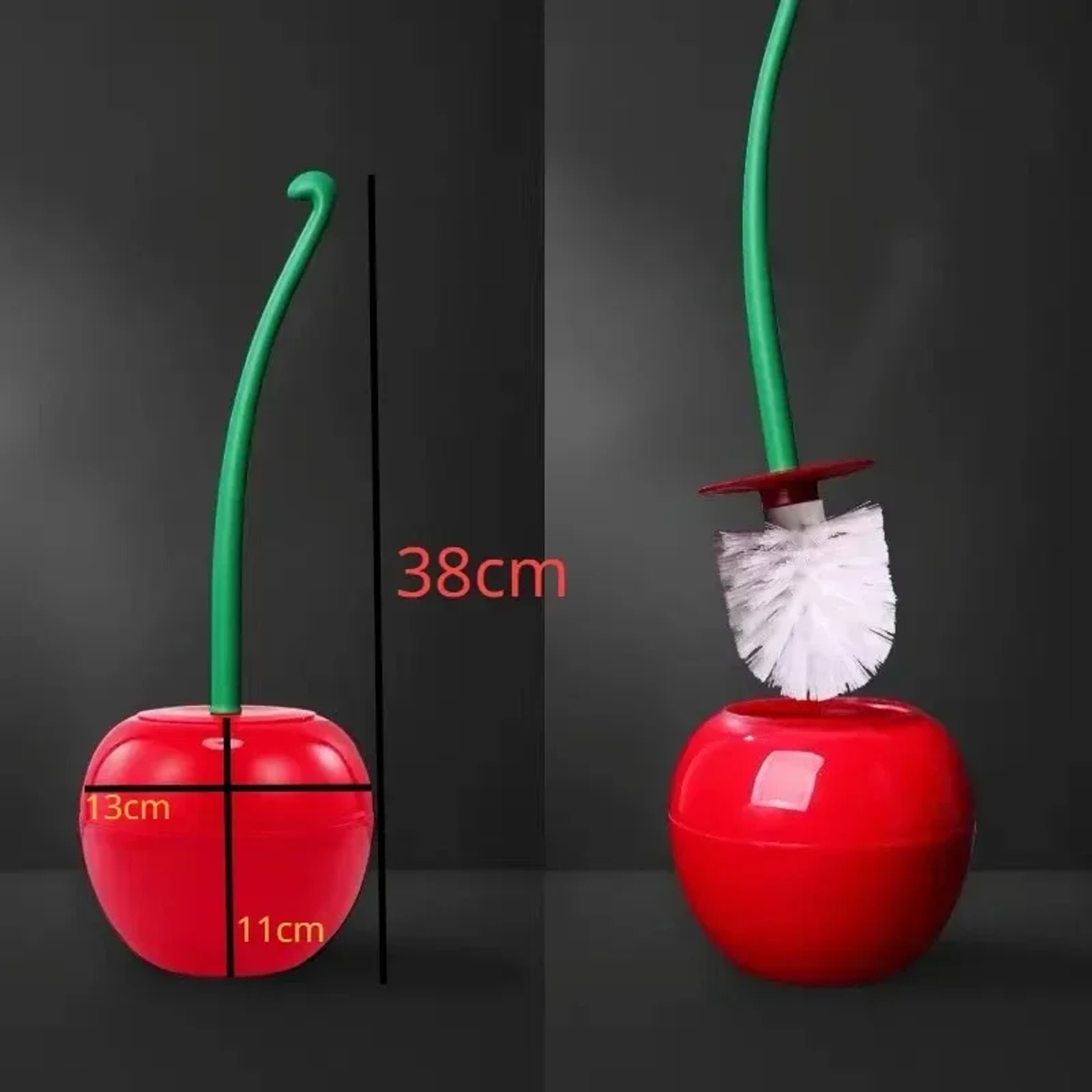 Cute Cherry Toilet Brush Holder Set Decorative Toilet Brush Holder for Stylish Bathrooms – view 3