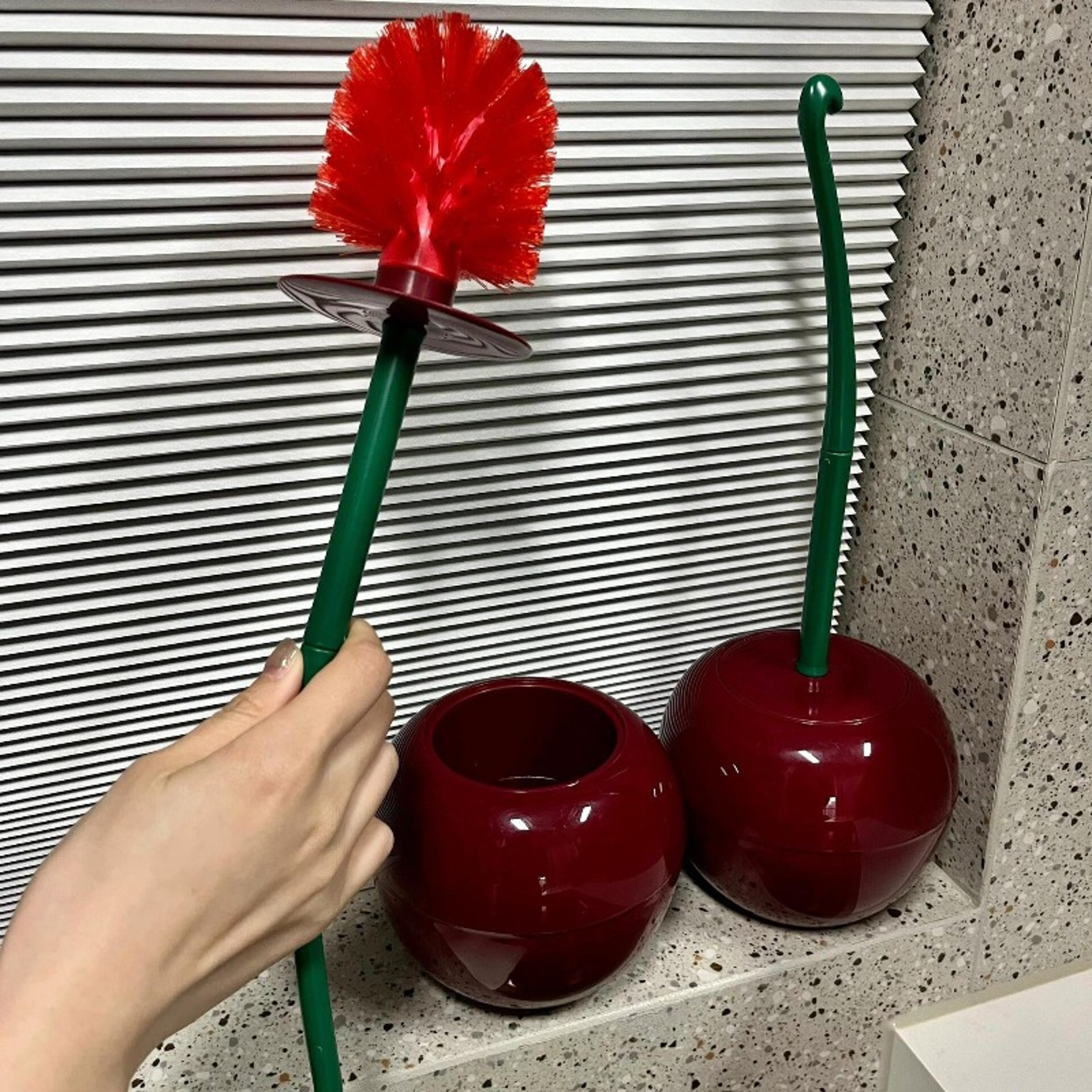 Cute Cherry Toilet Brush Holder Set Decorative Toilet Brush Holder for Stylish Bathrooms – view 5