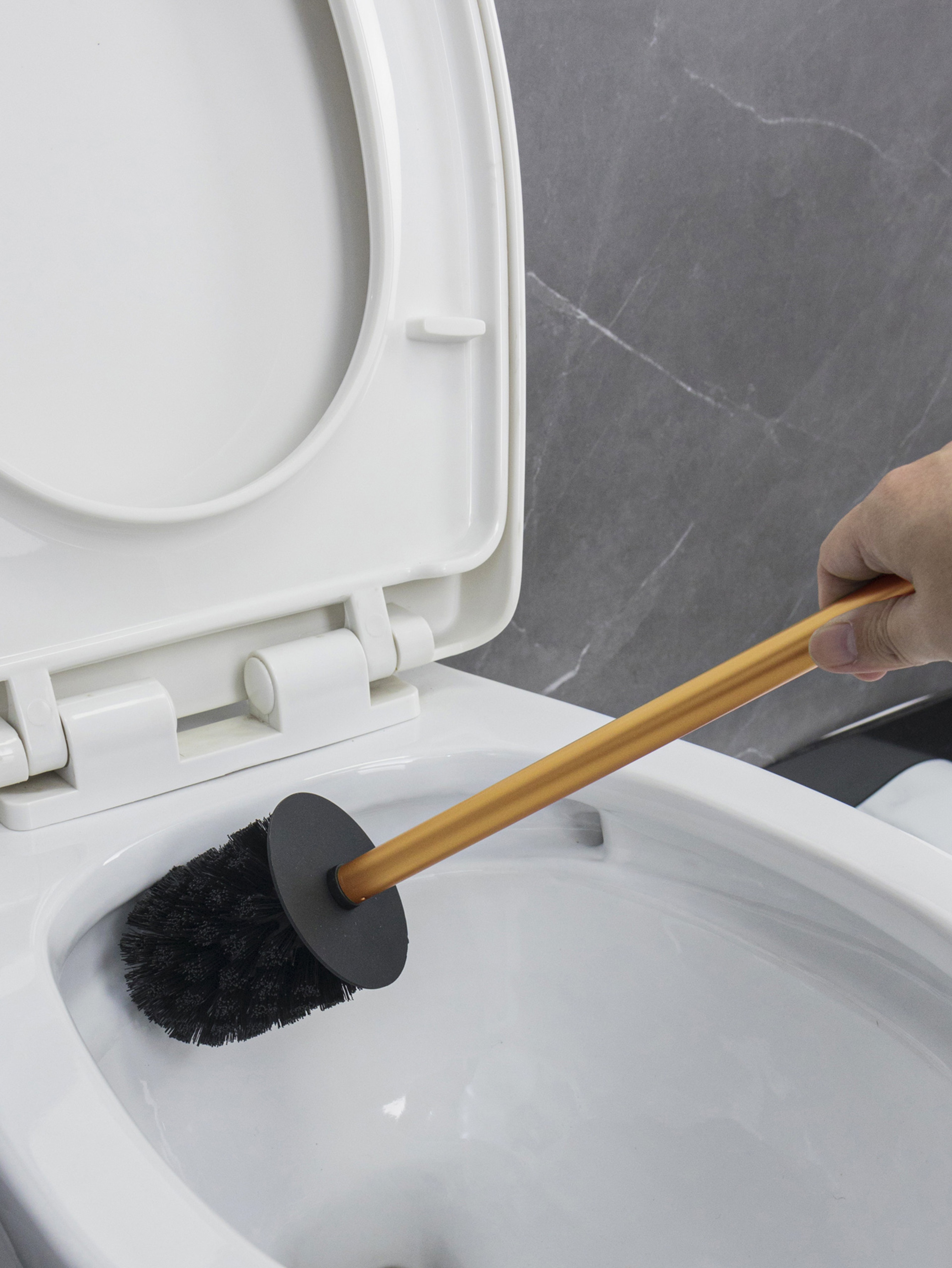 Luxury Stainless Steel Toilet Brush with Holder Long Handle Heavy Duty Bathroom Cleaner – view 5