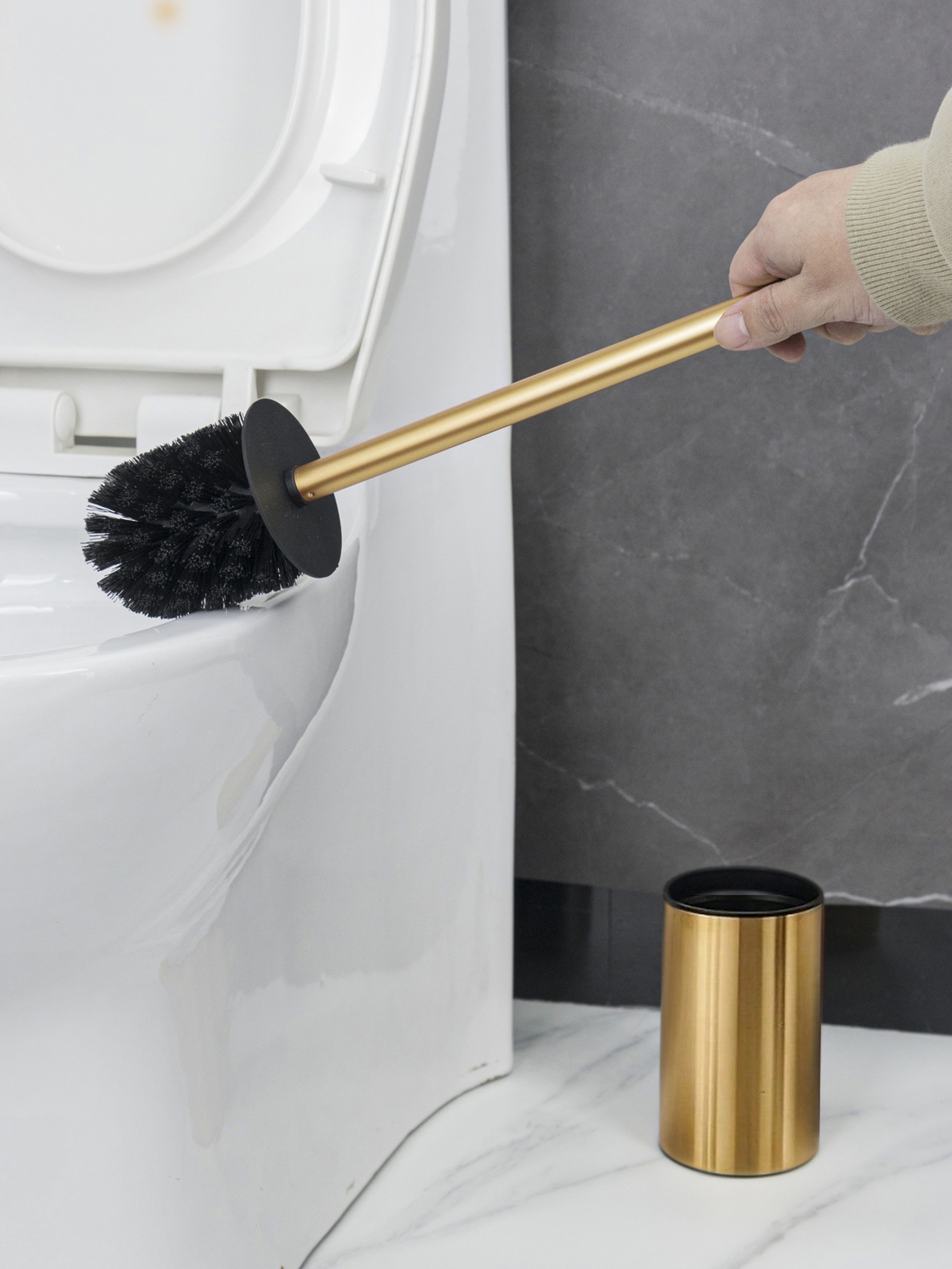 Luxury Stainless Steel Toilet Brush with Holder Long Handle Heavy Duty Bathroom Cleaner – view 6