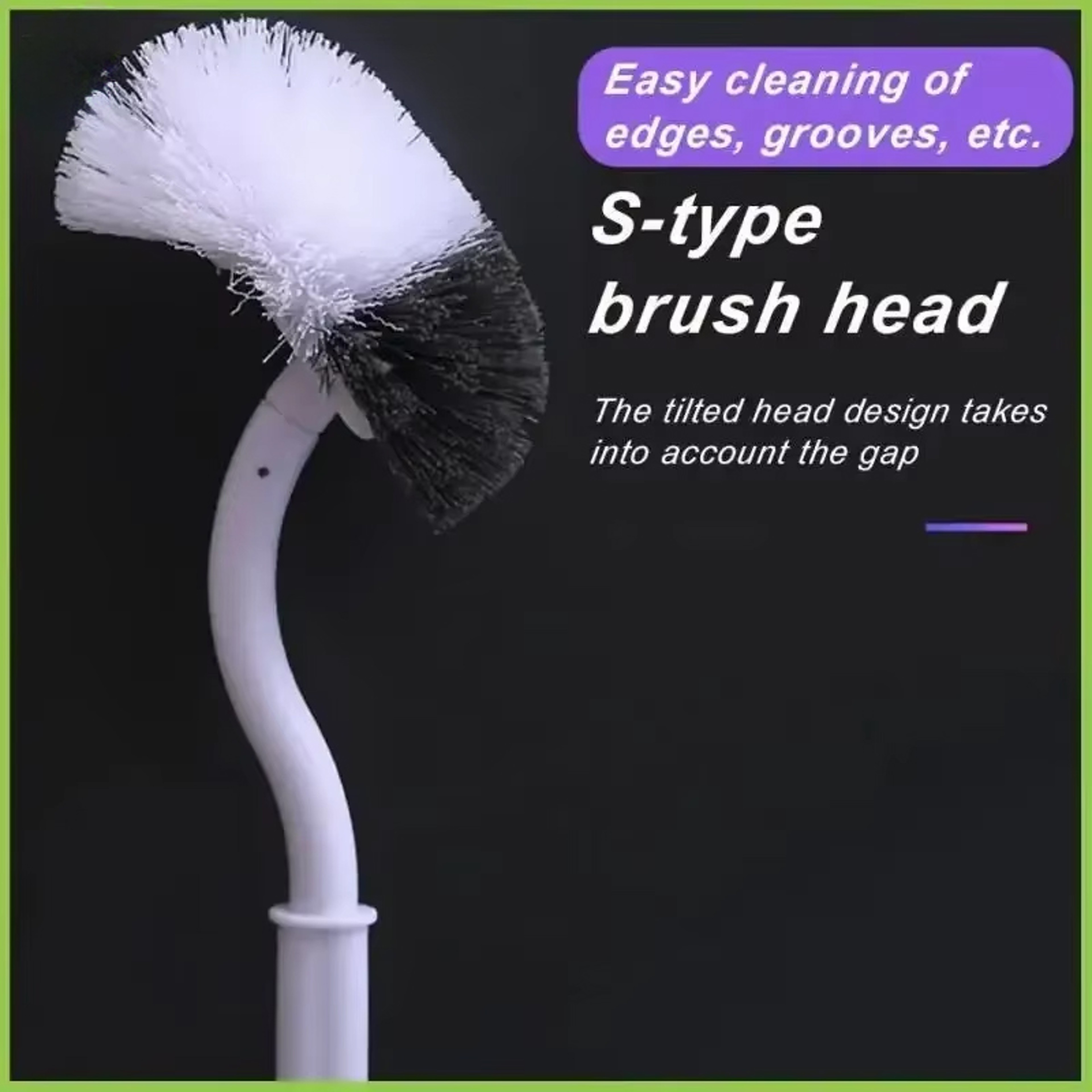 FlexReach Wall Mounted Toilet Brush With Curved Head For Deep Corner Cleaning 2