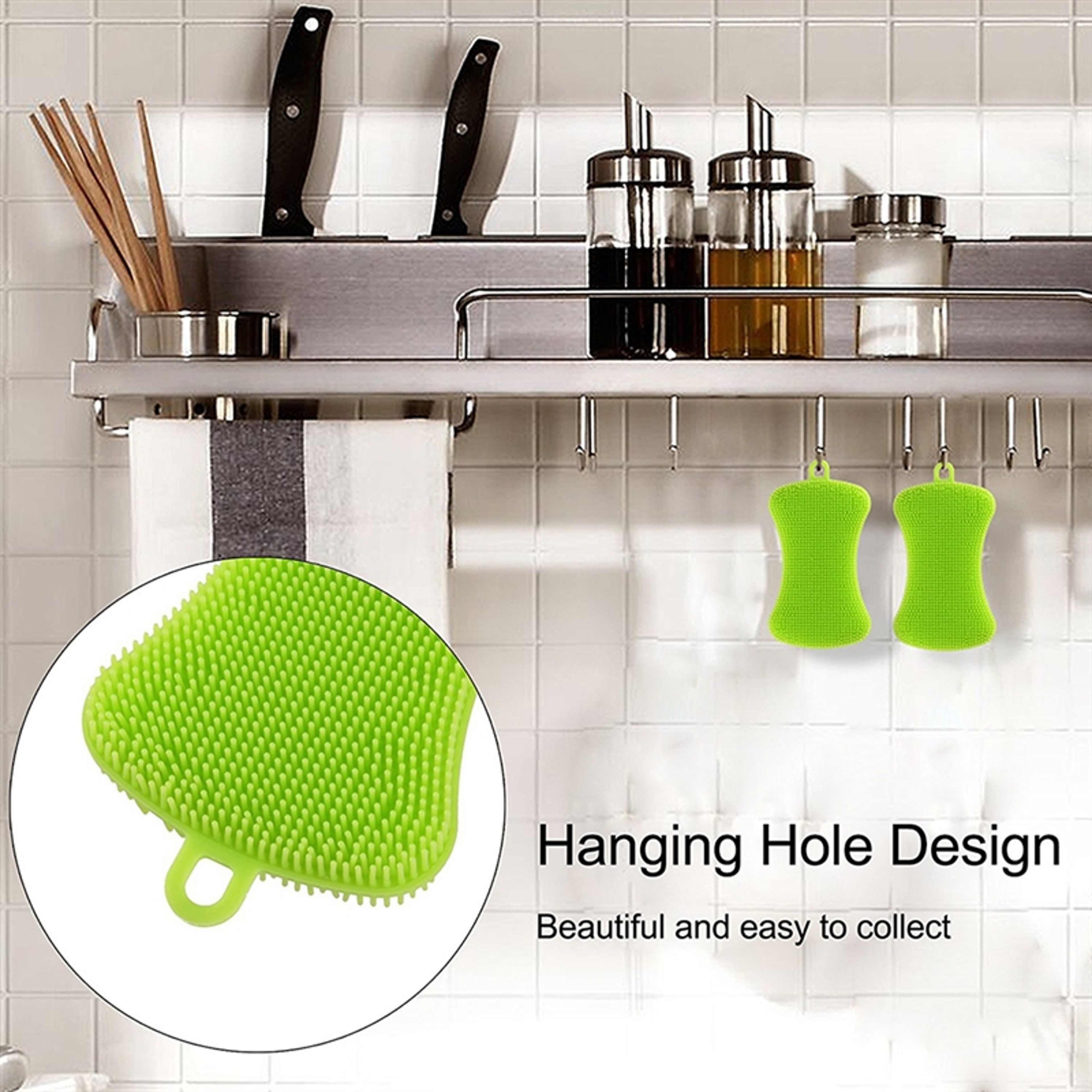 FlexiClean Silicone Dish Scrubber Multi Purpose Kitchen Cleaning Brush for Dishes, Pots & Produce – view 3