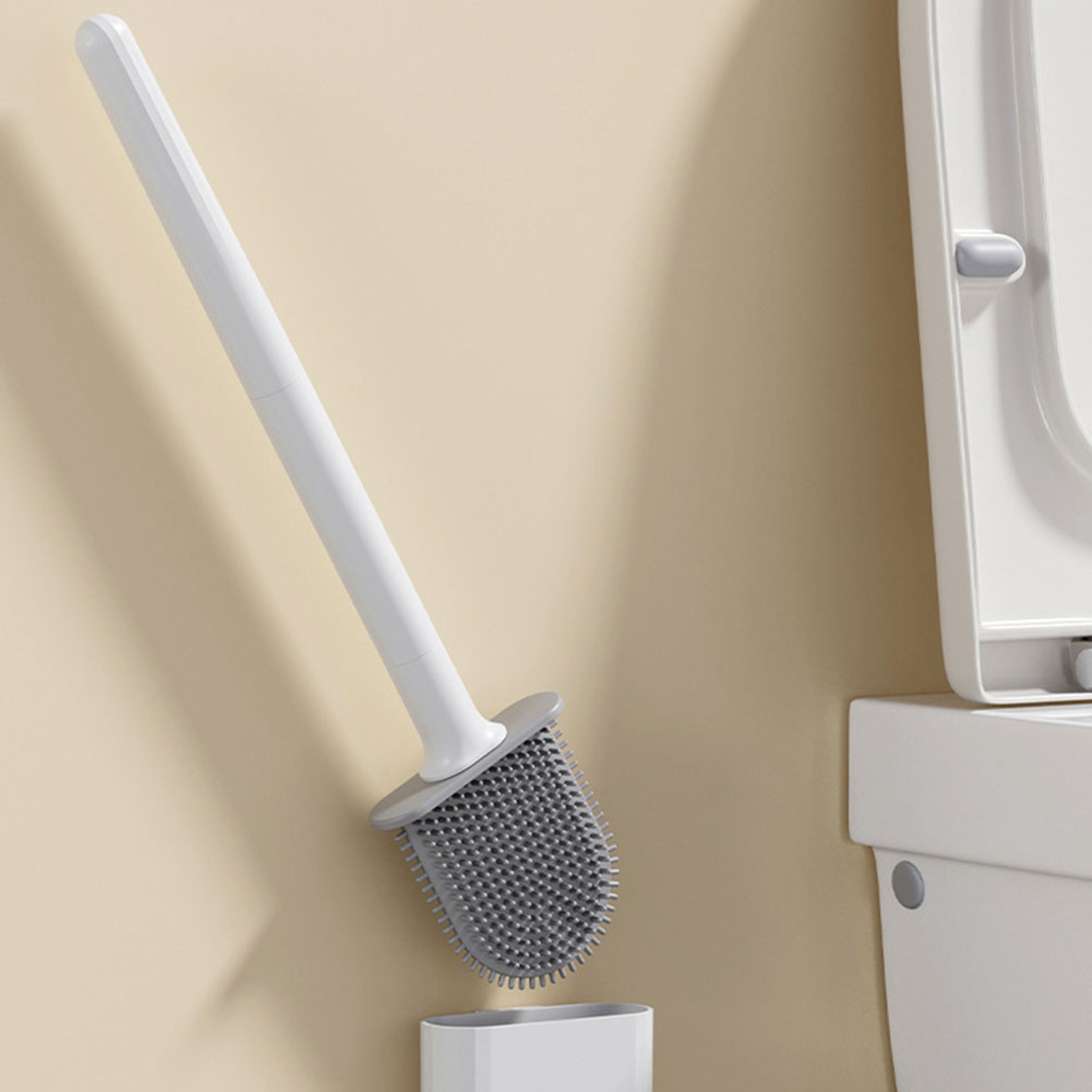 FlexiClean Silicone Toilet Brush With Holder  Wall Mounted Toilet Brush For Deep Bathroom Cleaning 4