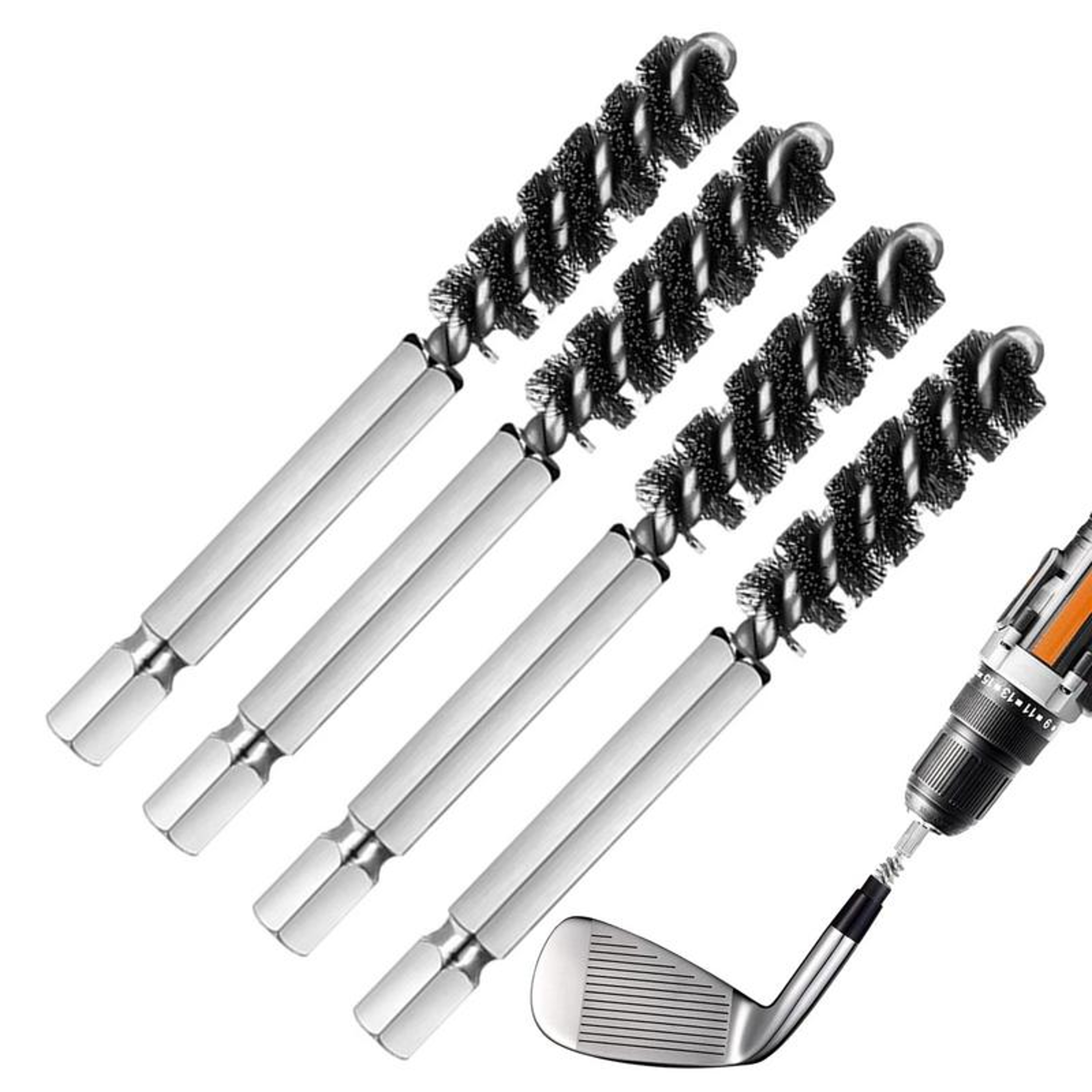 Pack Golf Club Cleaning Brush Electric Drill Golf Hosel Brush for Club Head Maintenance – view 2