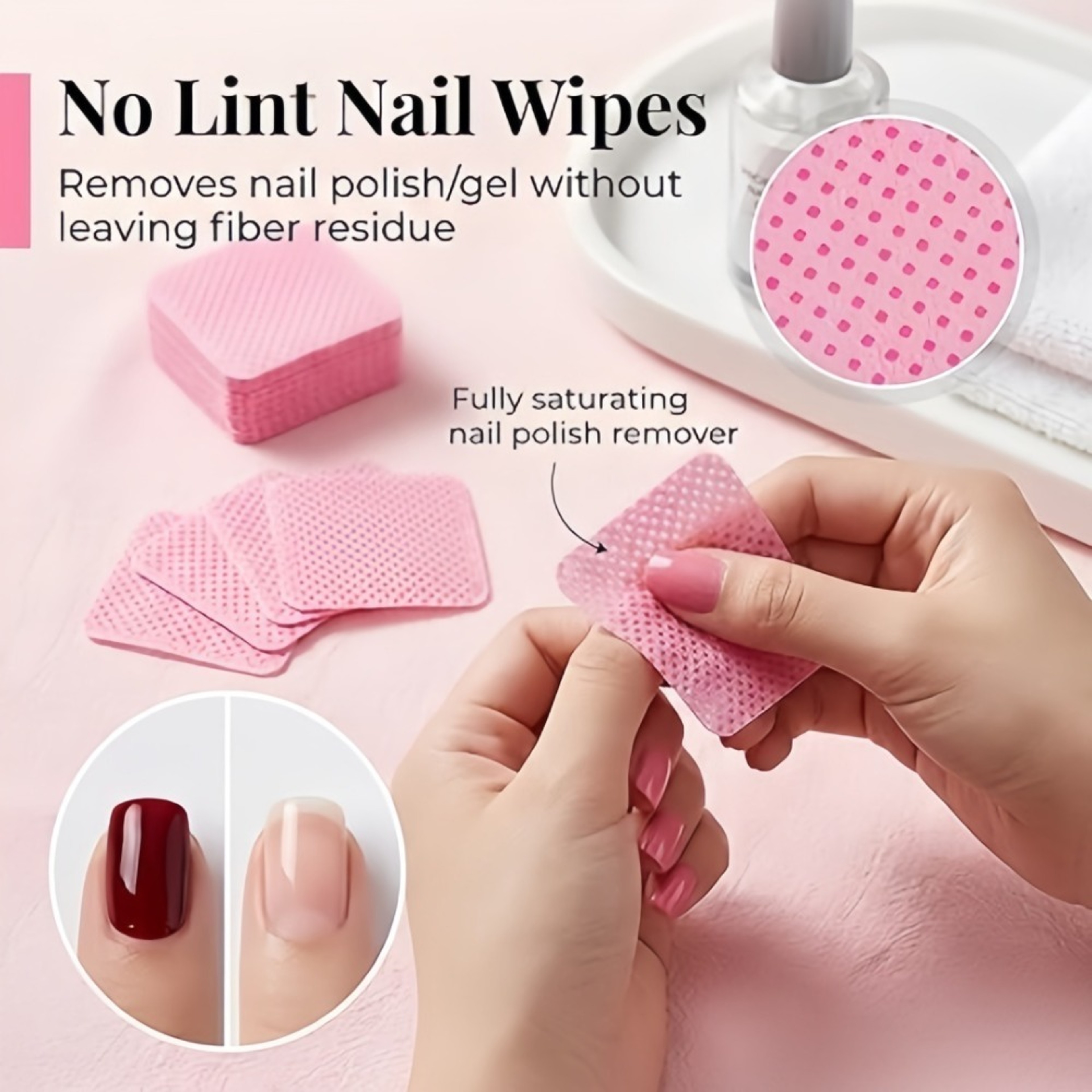 Lint Free Nail Wipes for Nail Polish Removal & Eyelash Extension Glue Cleaning – view 5
