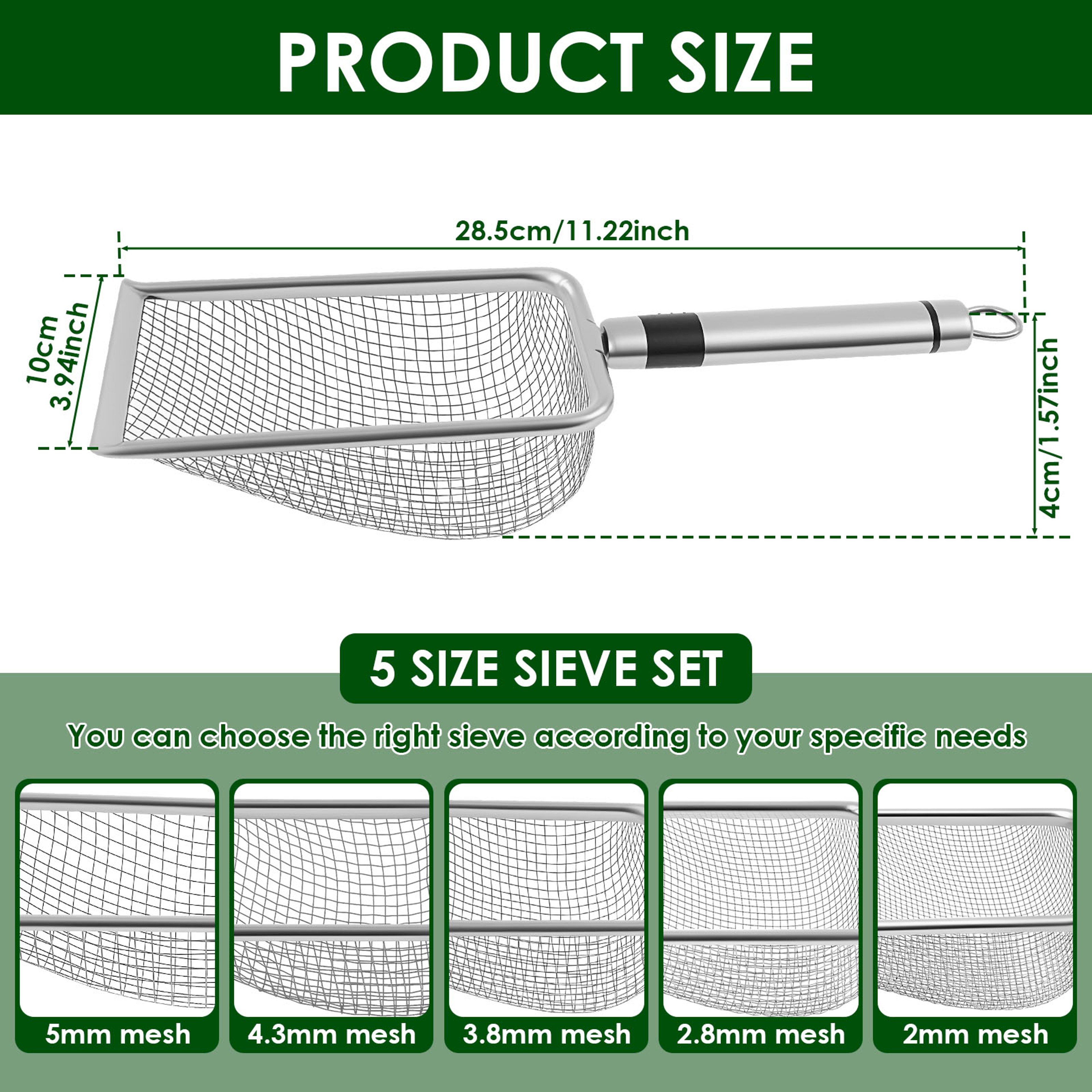 Stainless Steel Soil Sifter Set with Handle for Garden Soil, Compost & Sand Screening – view 2