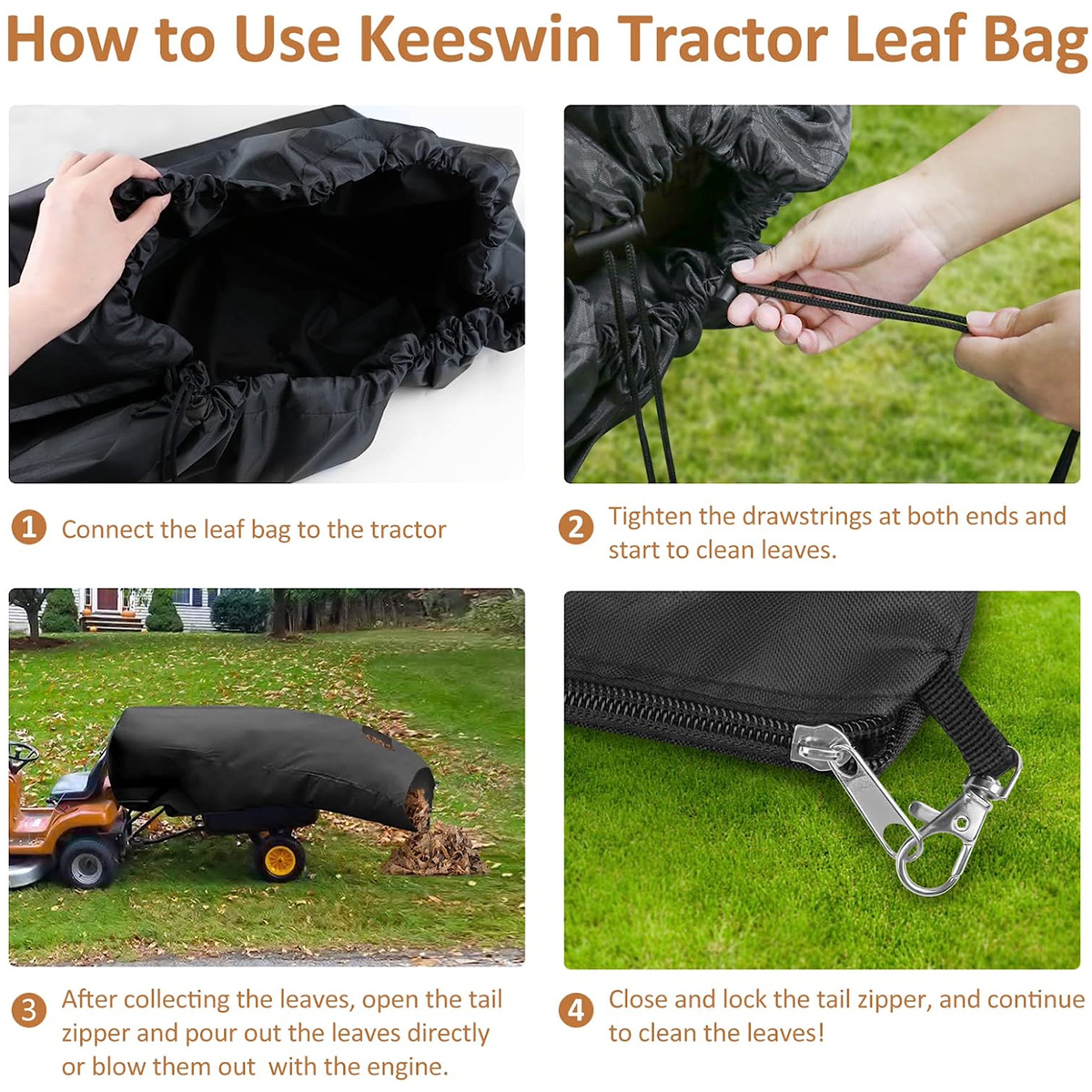Heavy Duty Lawn Tractor Leaf Bag Oxford Grass Catcher Bag for Riding Lawn Mowers – view 2