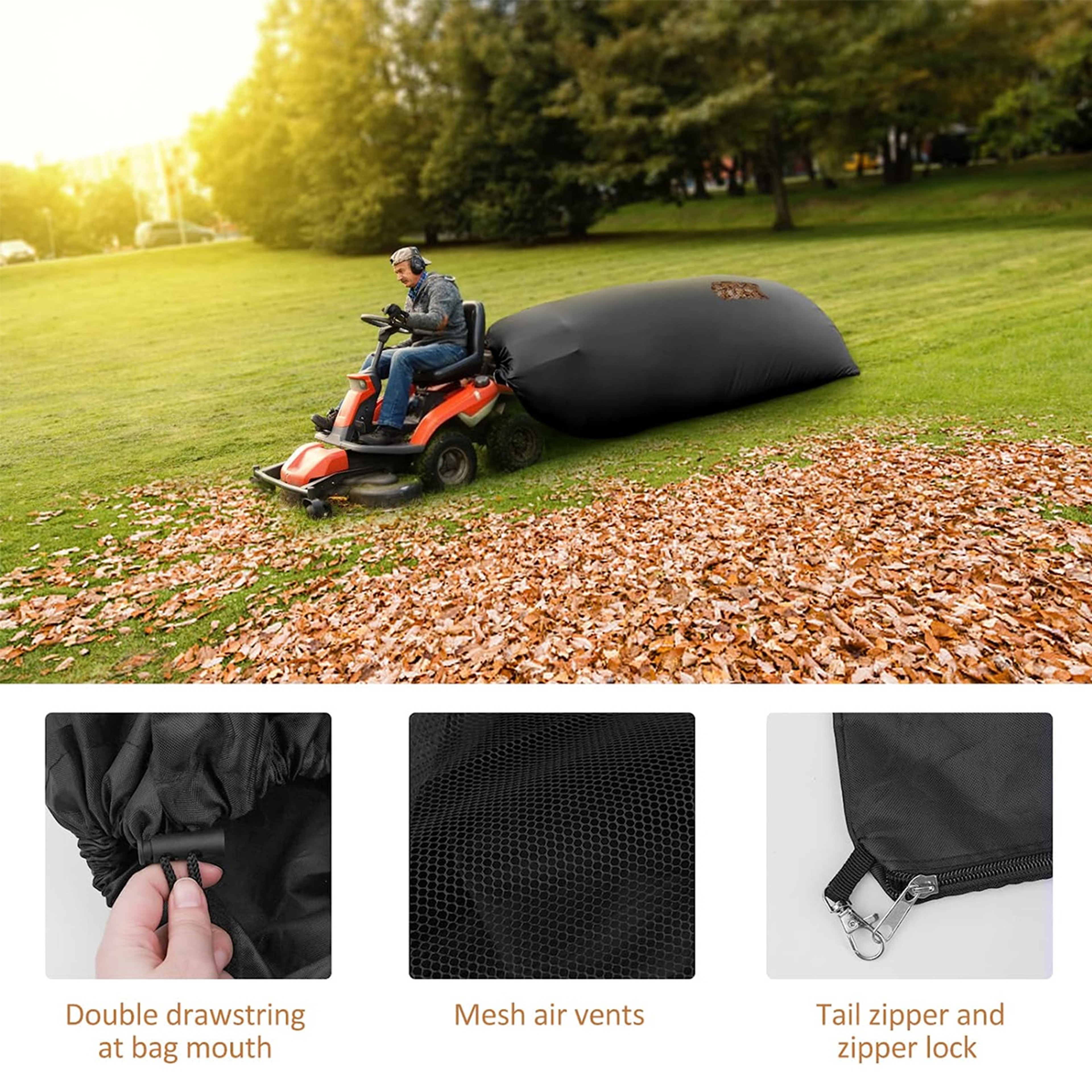 Heavy Duty Lawn Tractor Leaf Bag Oxford Grass Catcher Bag for Riding Lawn Mowers – view 4