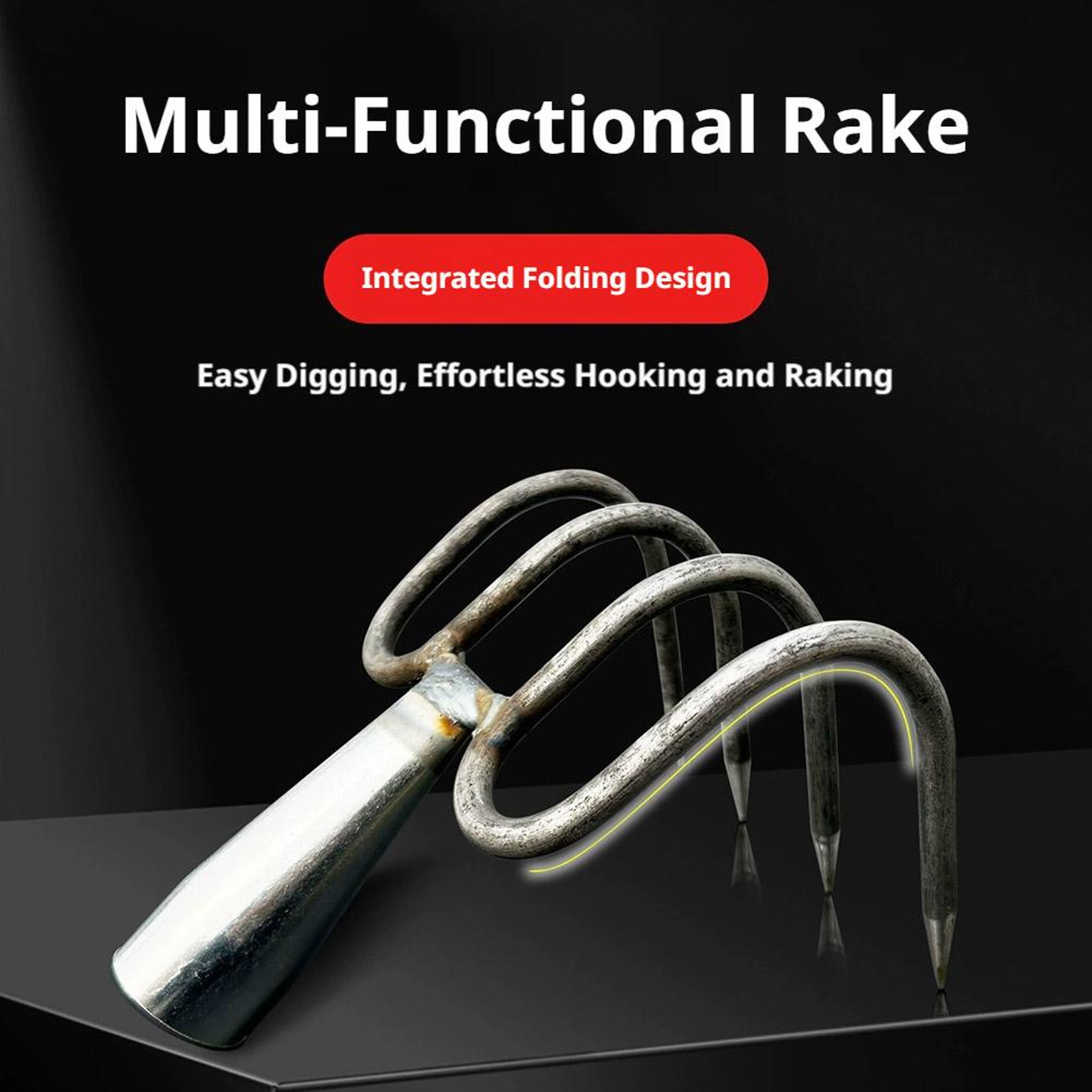 Heavy Duty Garden Rake All Steel Landscaping Tool for Soil Loosening, Weeding & Stone Removal – view 2