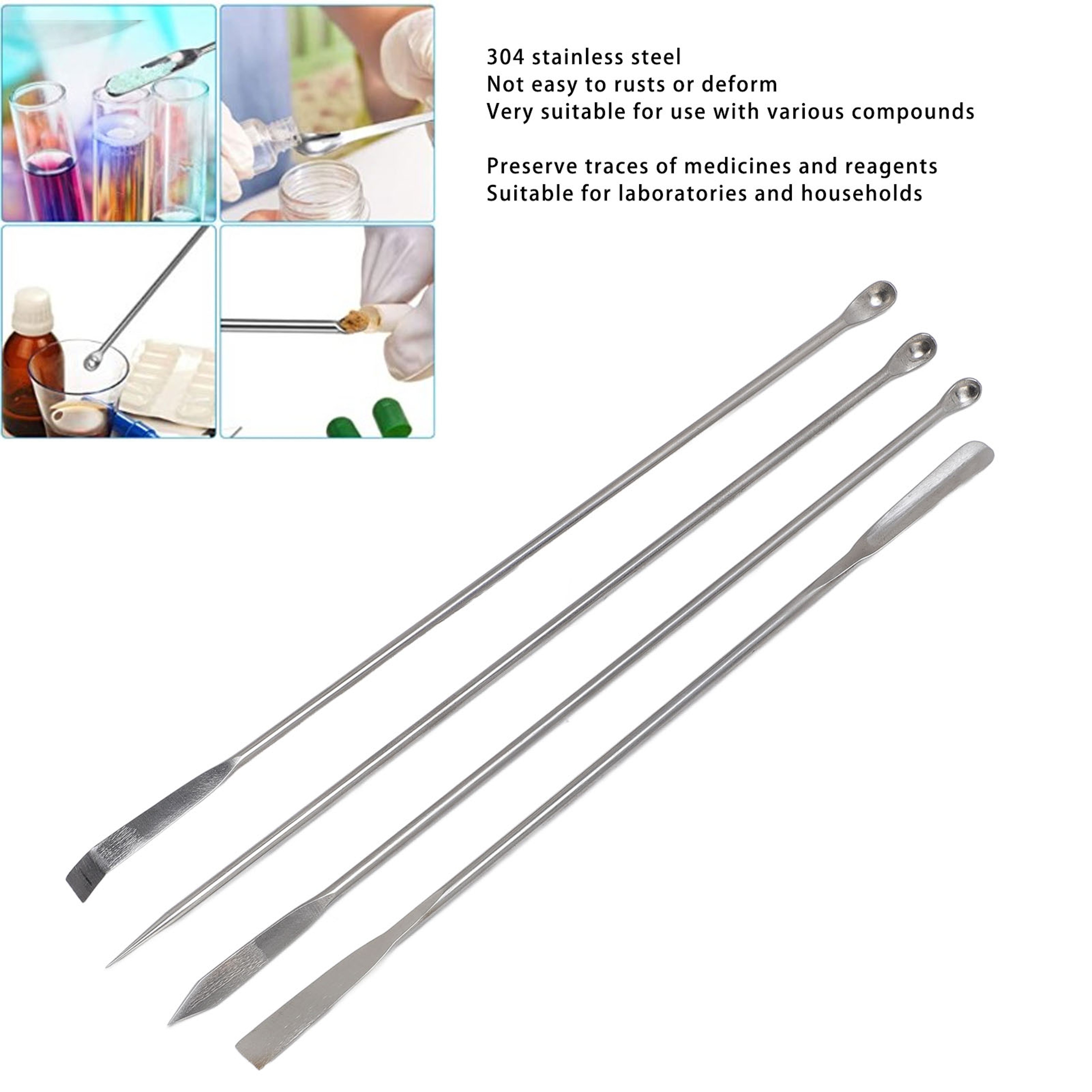 Stainless Steel Laboratory Spatula Set with Lab Mixing Spoons & Storage Bag – view 2