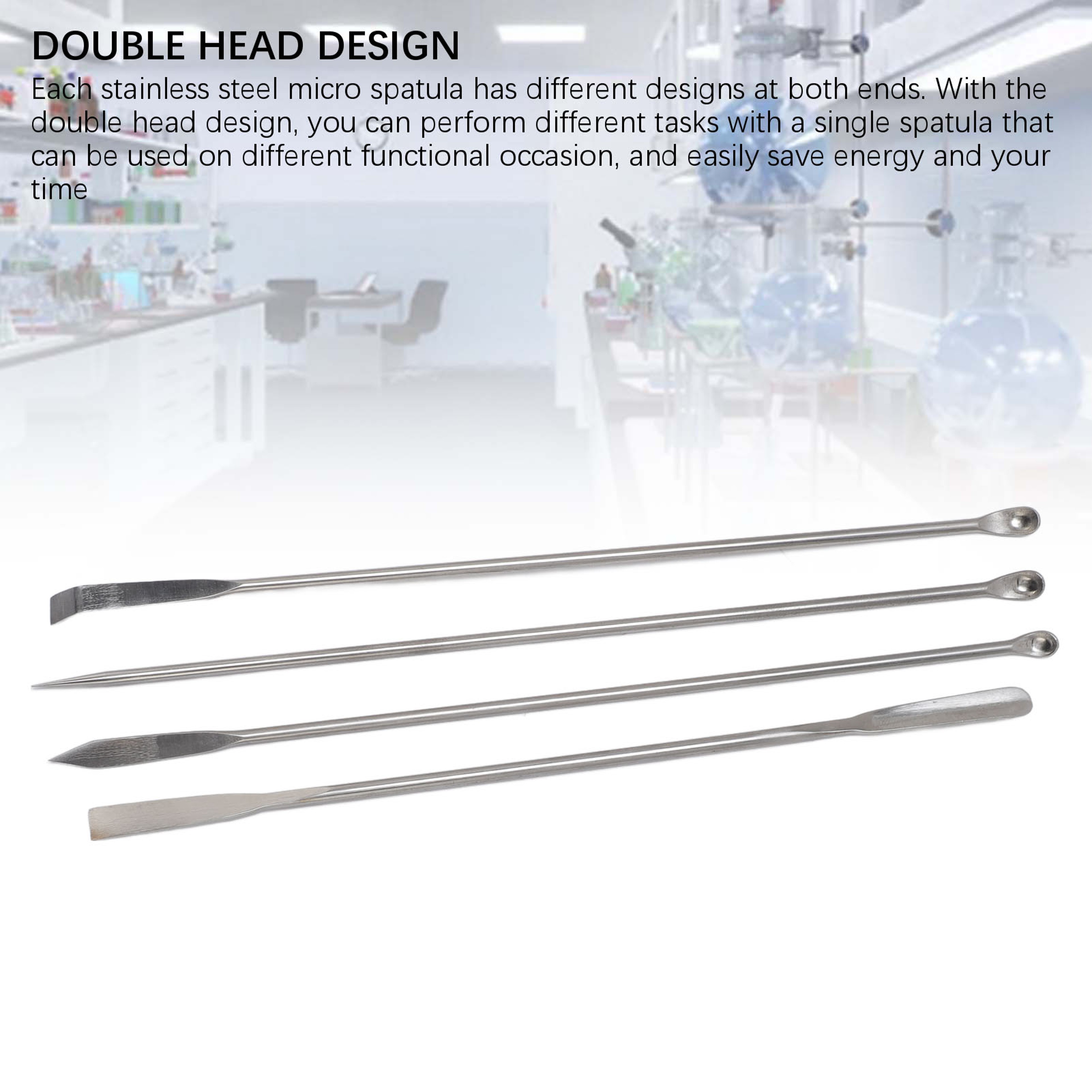 Stainless Steel Laboratory Spatula Set with Lab Mixing Spoons & Storage Bag – view 3